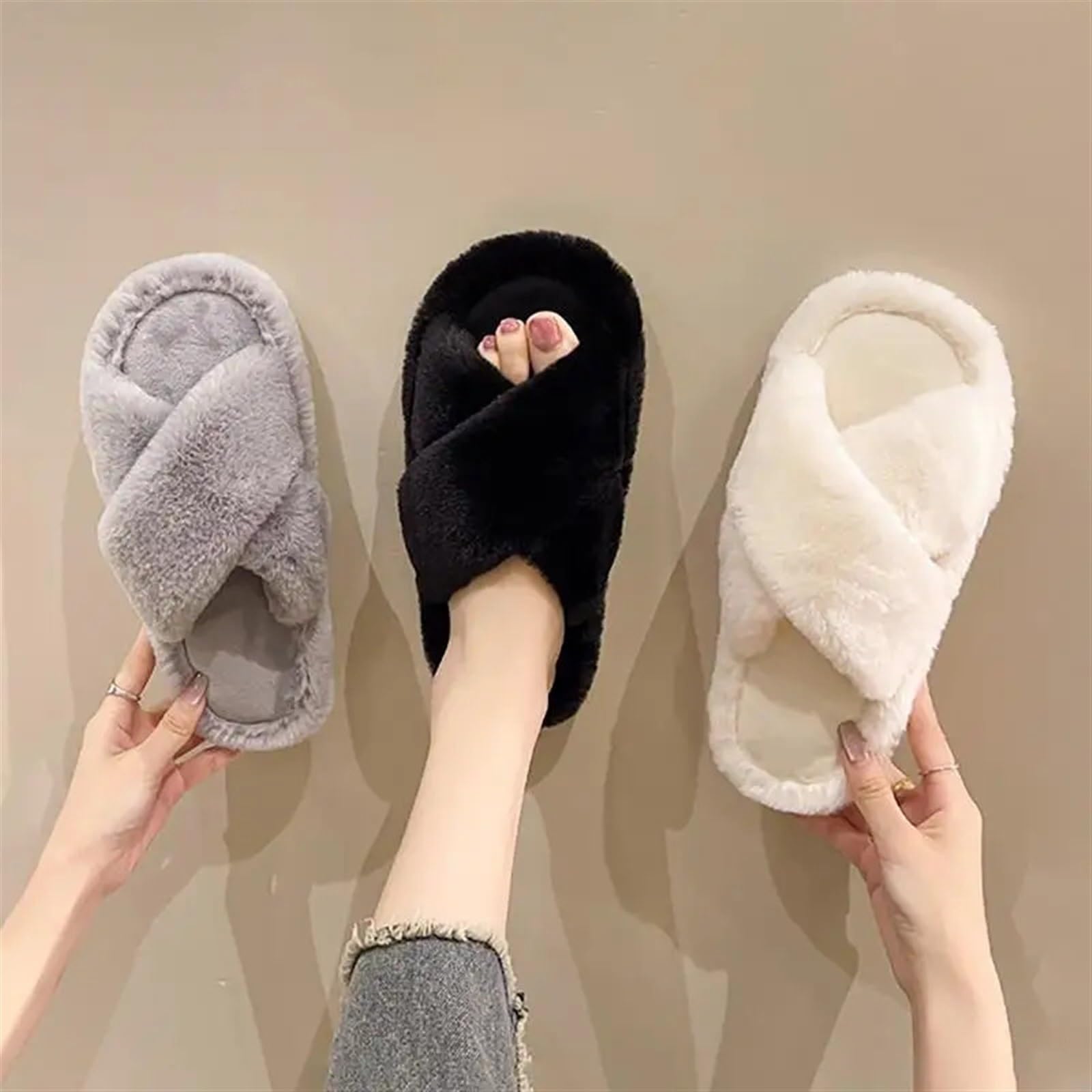 Zapatillas mullidas Informales for Mujer, Planos de casa, Plataforma de diseñador de Felpa, Zapatos de Invierno for niñas, Calzado Elegante y cálido a la Moda de hogar(Black,40-41)