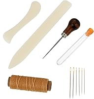 Vista 7 de Shappy 15 Pieces Bookbinding Kit Starter Tools Set Bone Folder Paper Creaser, Waxed Thread, Awl, Large-Eye Needles for DIY Bookbinding Crafts and