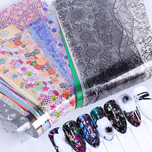 Artlalic 50pcs Starry Sky Stars Nail Art Autocollants Conseils Wraps Feuille Transfert Adhésif Paillettes Acrylique Décoration DIY (Motif de Couleur Aléatoire)