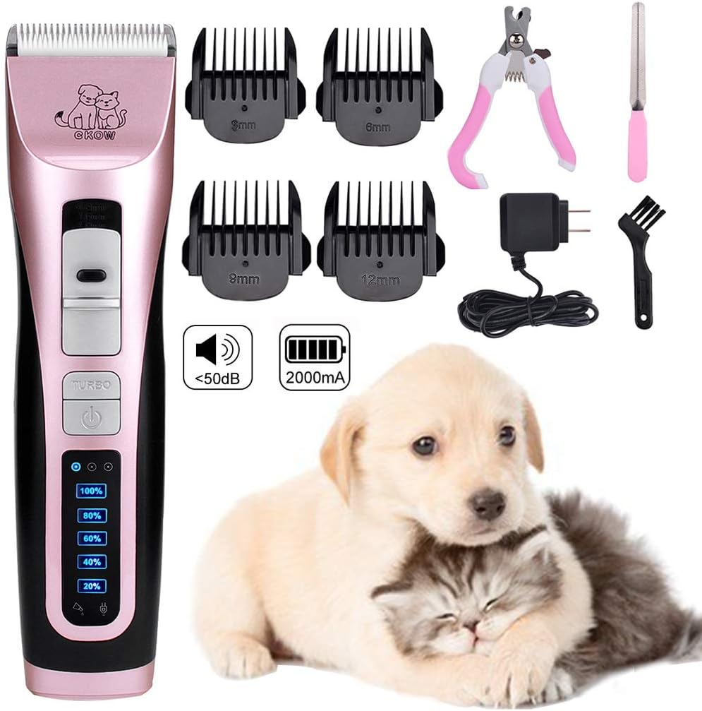 Dog Clipper - Pet Grooming Clipper 3 Speed Pet Electric Clippers Professional Dog Trimmer Cordless Pet Hair Trimmers Rechargeable Low Noise LED Heavy Duty Dog Shaver for Cats Horse