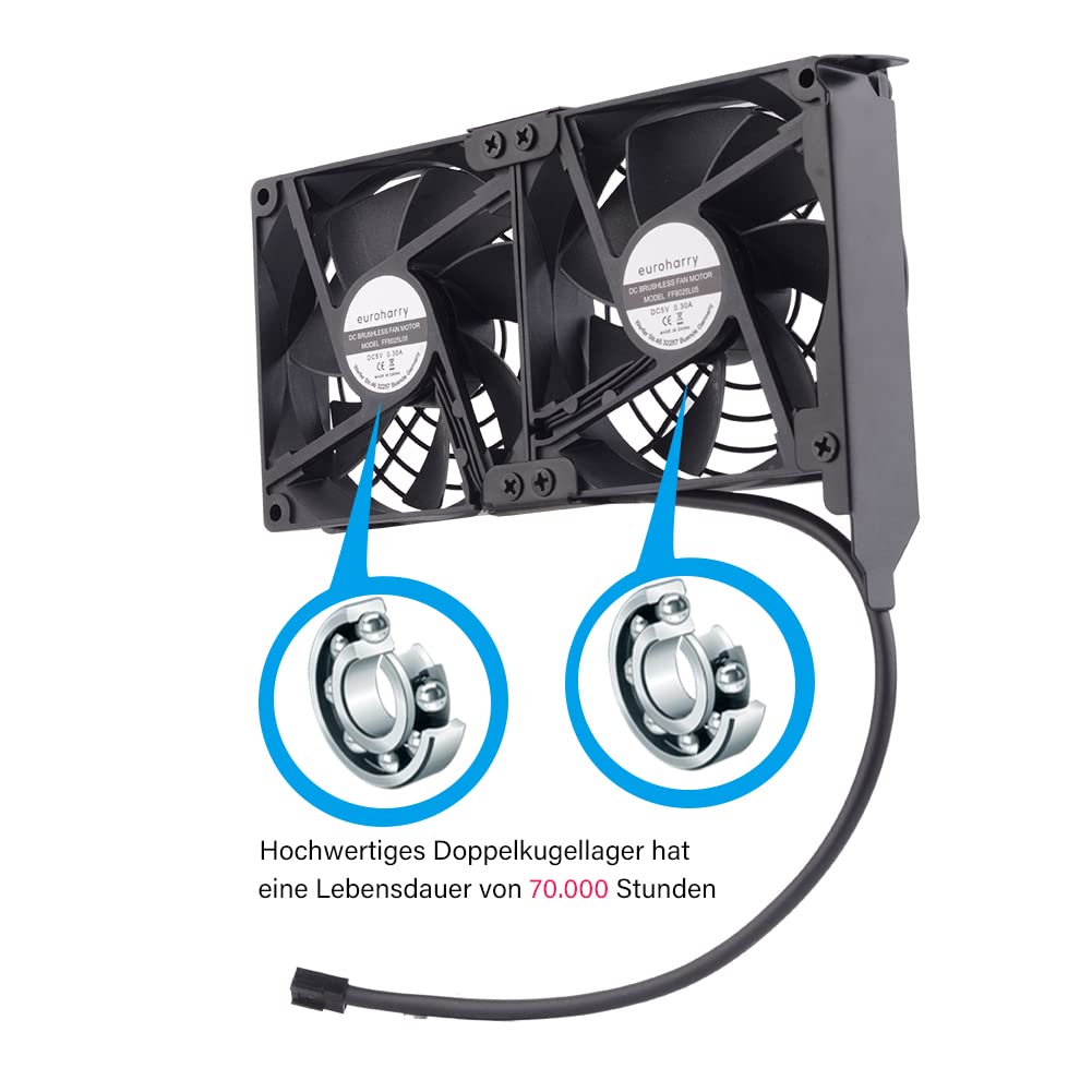 Ventilateur de Carte Graphique 2 x 92 mm - Flux d'Air Élevé, Refroidisseur de Support PCI - GPU, Compatible 5V, 7V, 12V et Carte Mère