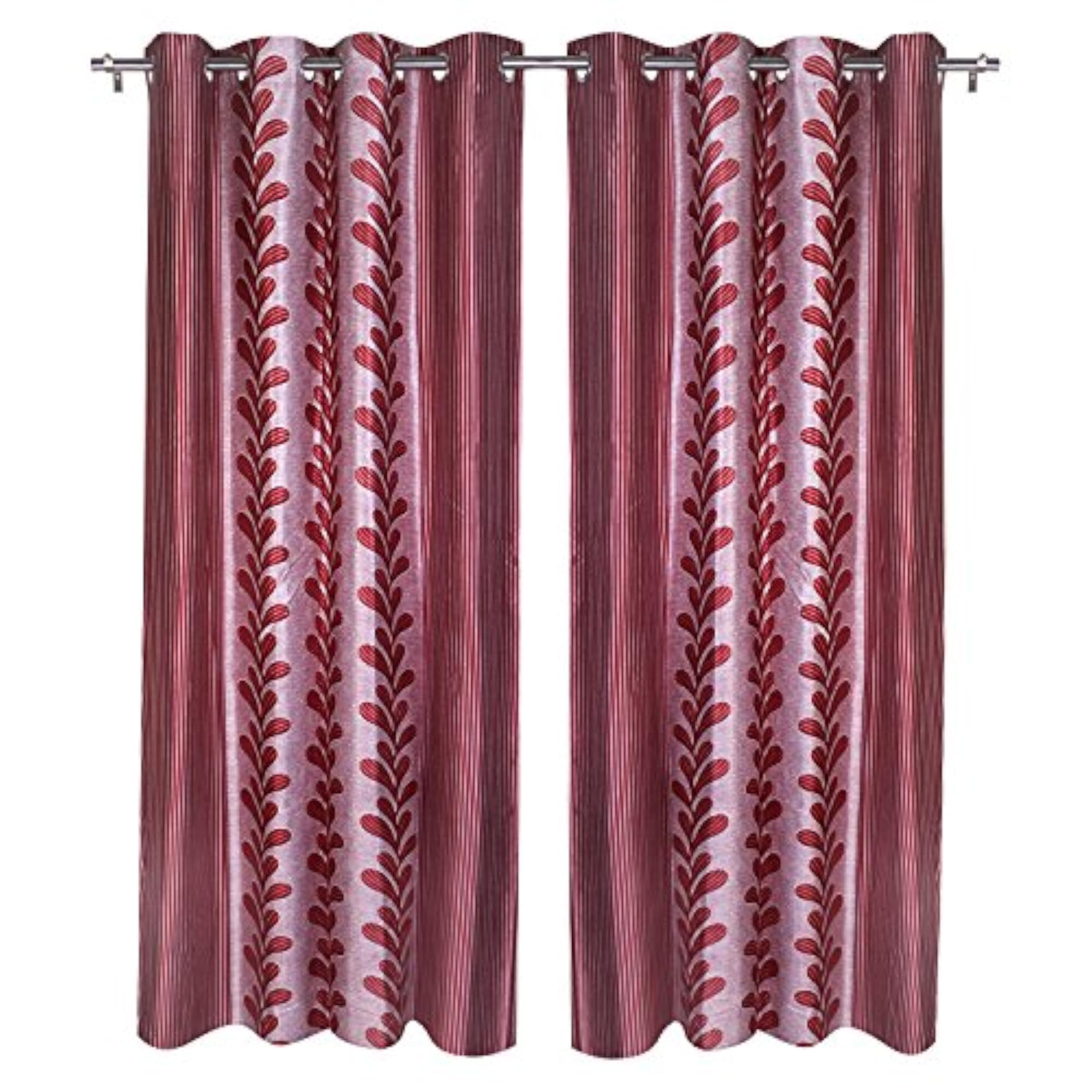 Plain Printed Solid Polyester Curtains, Pack of 2, Maroon, 4 x 5