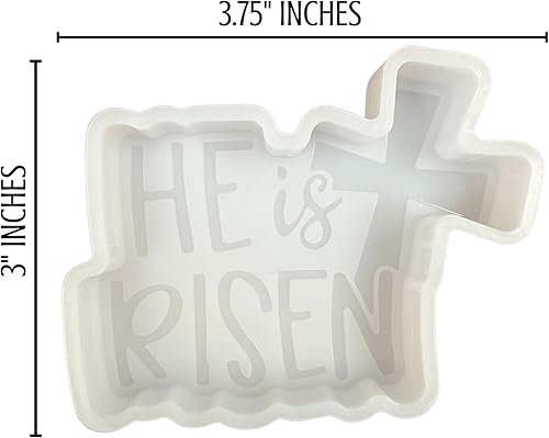 Miniatura 3 de He is Risen with Cross Jesus Car Freshie - Molde de silicona de 3 x 3.75 x 0.8 pulgadas con palabras y citas religiosas cristianas para perlas