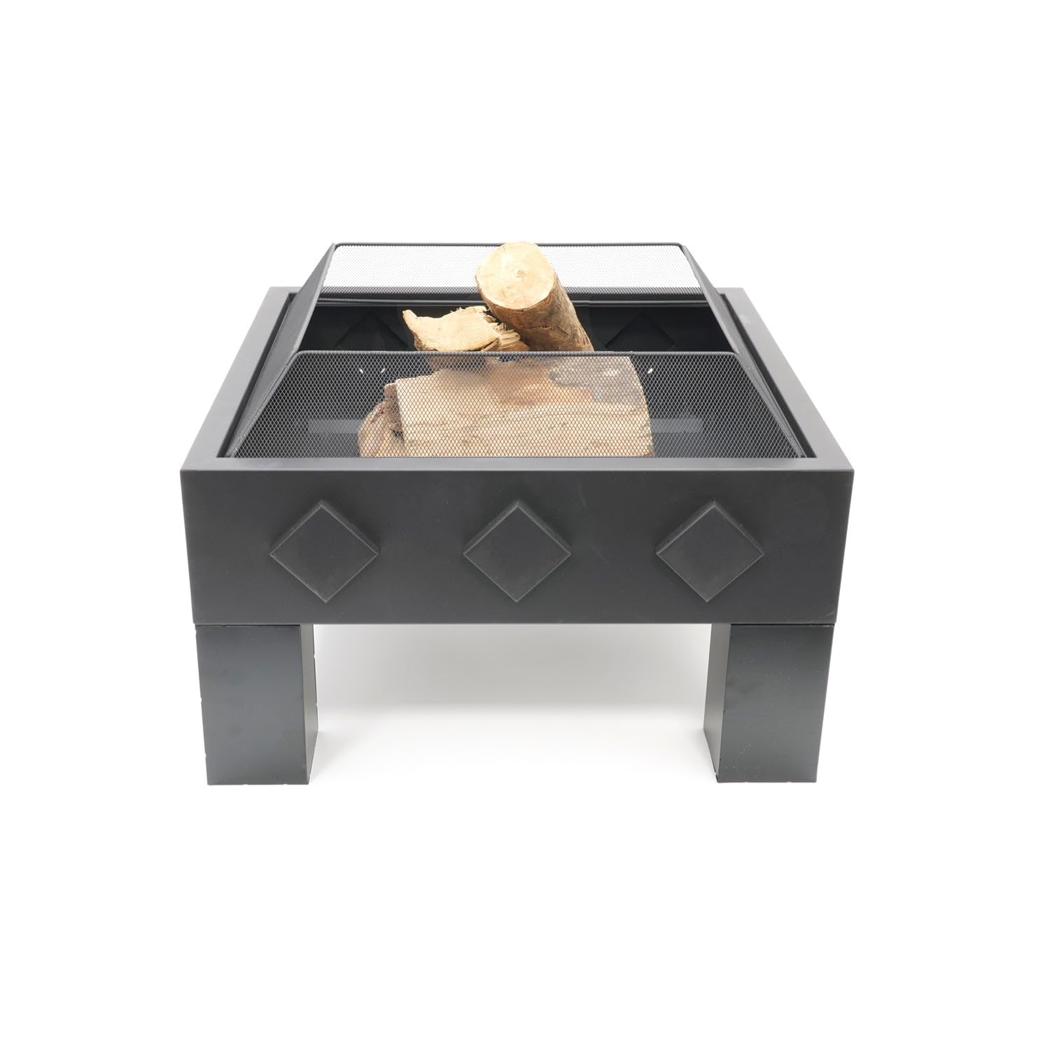 Brasero Kvadrat – Braseros pour Le Jardin – Foyer et Baril à feu d'extérieur – Brasero en Acier Peint – Corbeille à feu pour Le Jardin – 61 x 61 x 35 cm – Noir