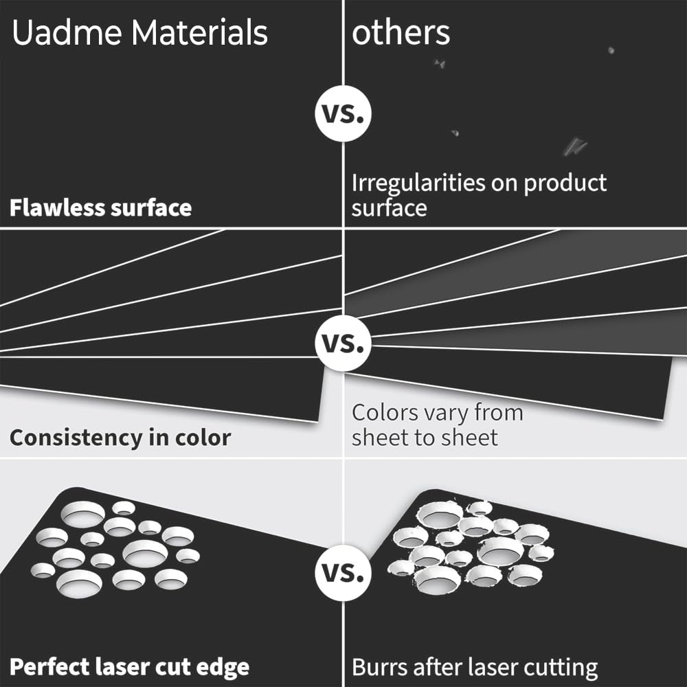 Uadme Laser Engraving Blanks, 4Pcs Black Boards Carved White 30x20 cm, Double Color ABS Plastic Sheet - Image 3