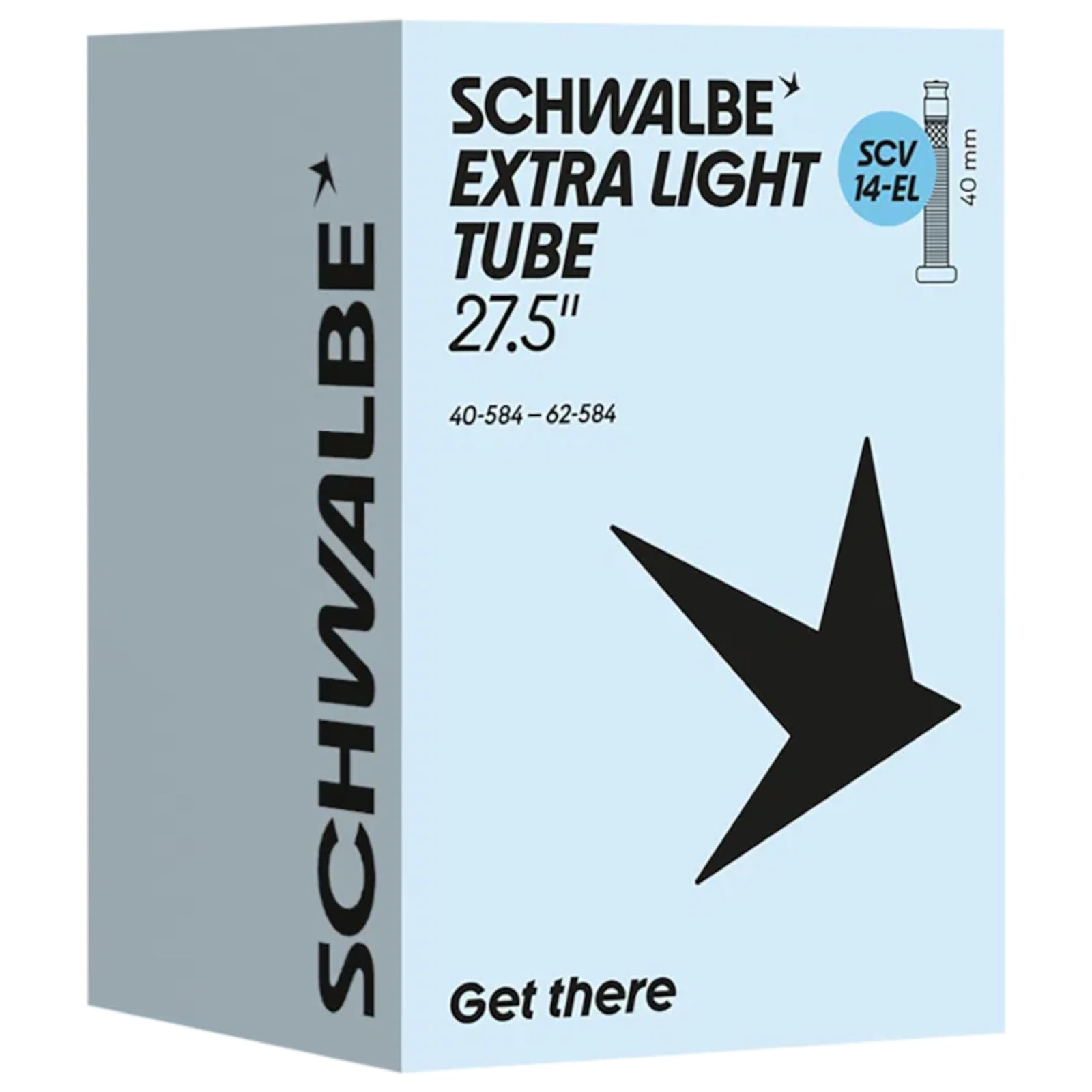Schwalbe Bicycle Inner Tube SCV14-EL Extra Light 40/62-584 IB Black 40 mm