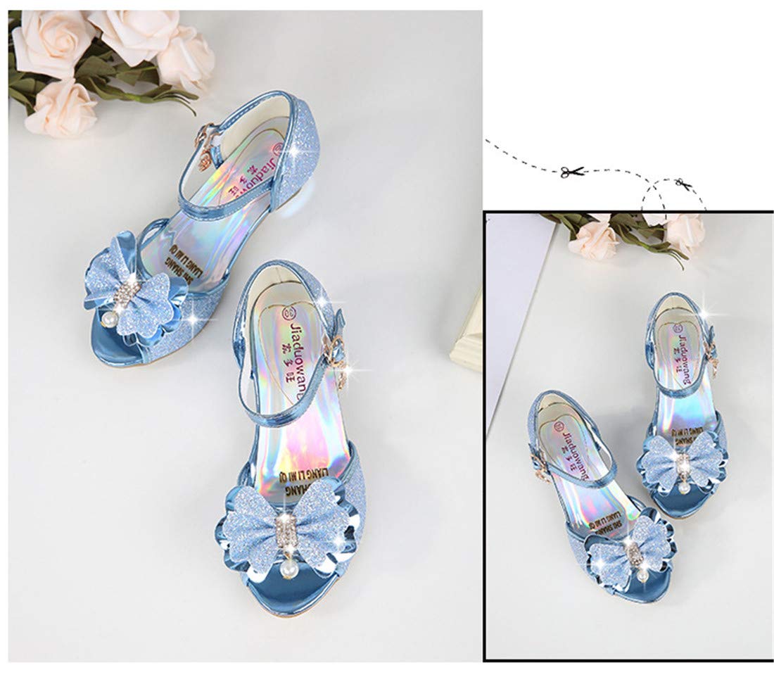 Mädchen Prinzessinschuhe Glitzer Schuhe mit Absatz Kinder Kristall Pumps Mädchen Kostüm Zubehör Schuhee Lila Blau Pink Golden Silber in Größe 26-38