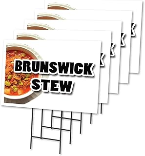 Brunswick STEW 5 Pack of 12" x 16" Yard Sign & Stake | Advertise Your Business | Stake Included Image On Both Sides | Made in The USA
