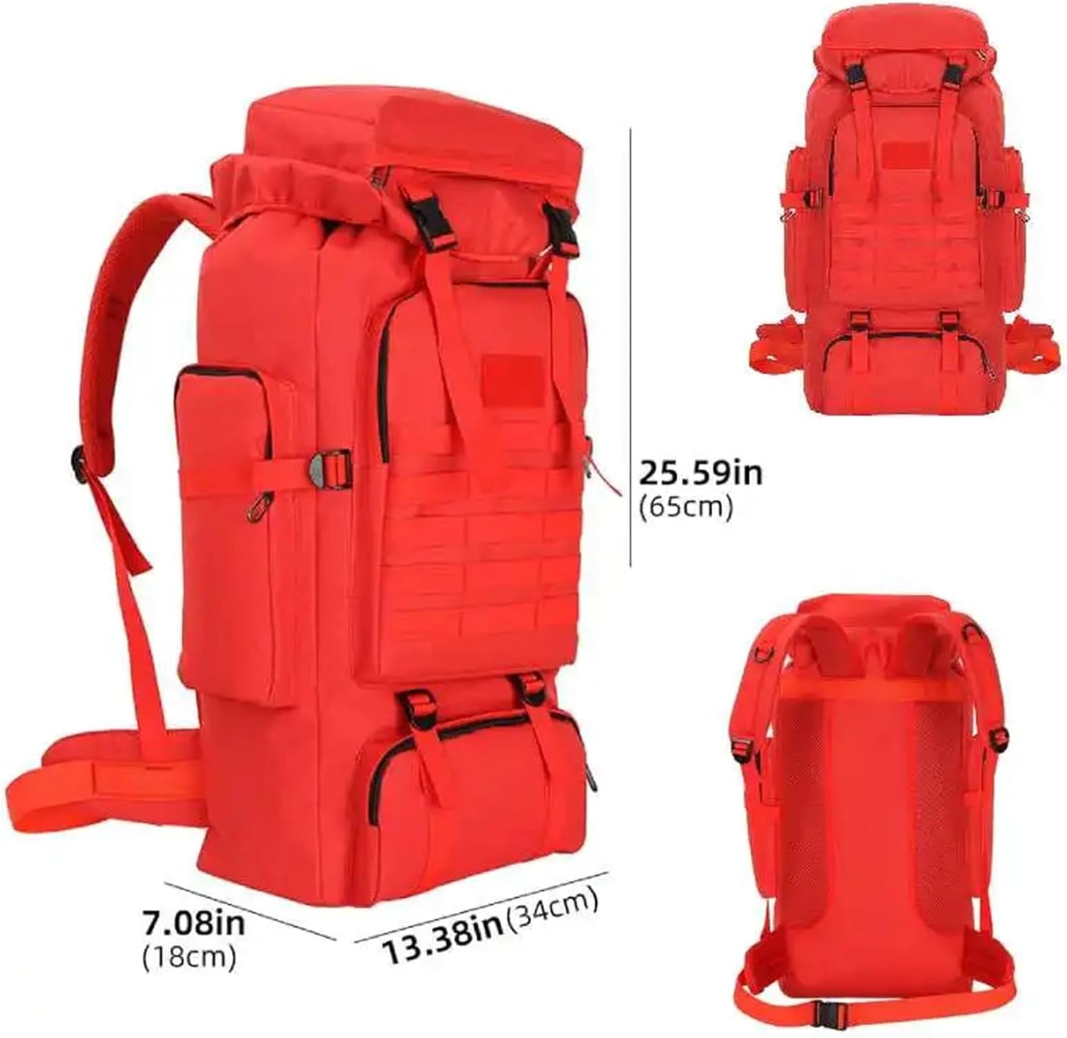 Men’s Modular Webbing Hiking Backpack – Spacious Rucksack for Camping & Mountaineering(Green)