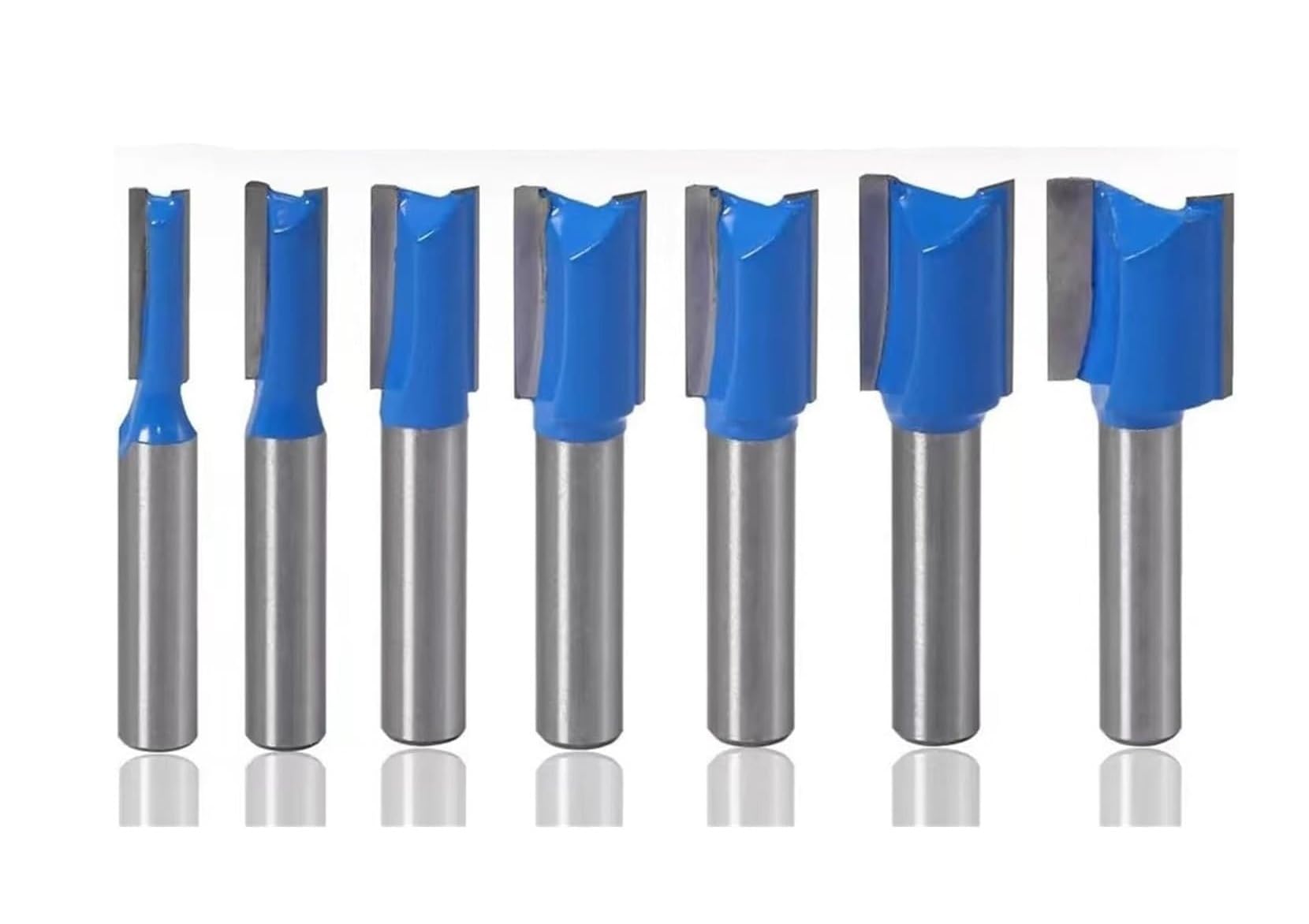 7pcs Straight Router Bit Set - 8mm Shank, 6-20mm Diameter, Carbide Tipped, Ideal for - Woodworking and Engraving