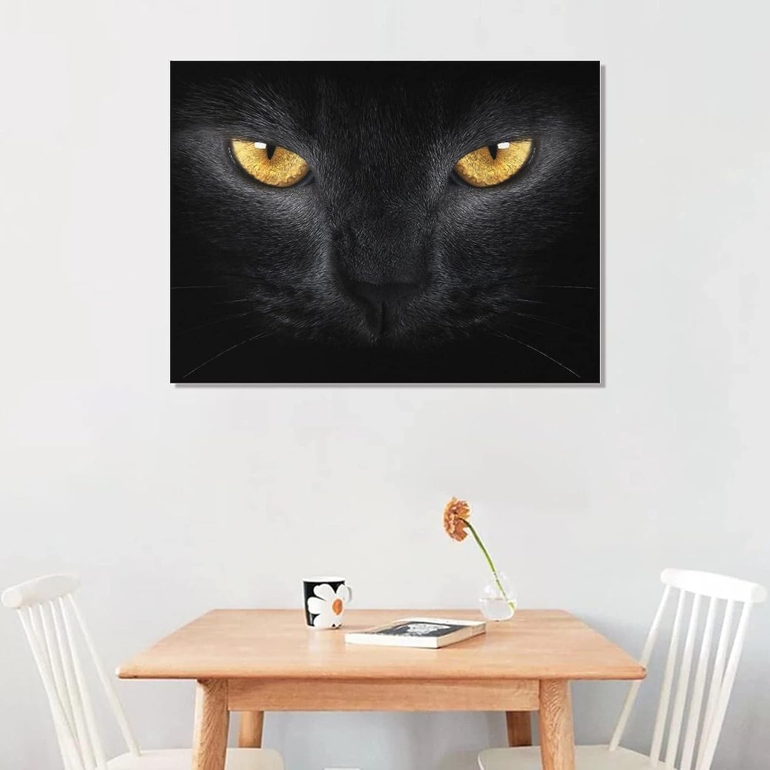 Amazon.co.jp: アートパネル ポスター 絵画 黒猫 猫の目 怖くて モダン