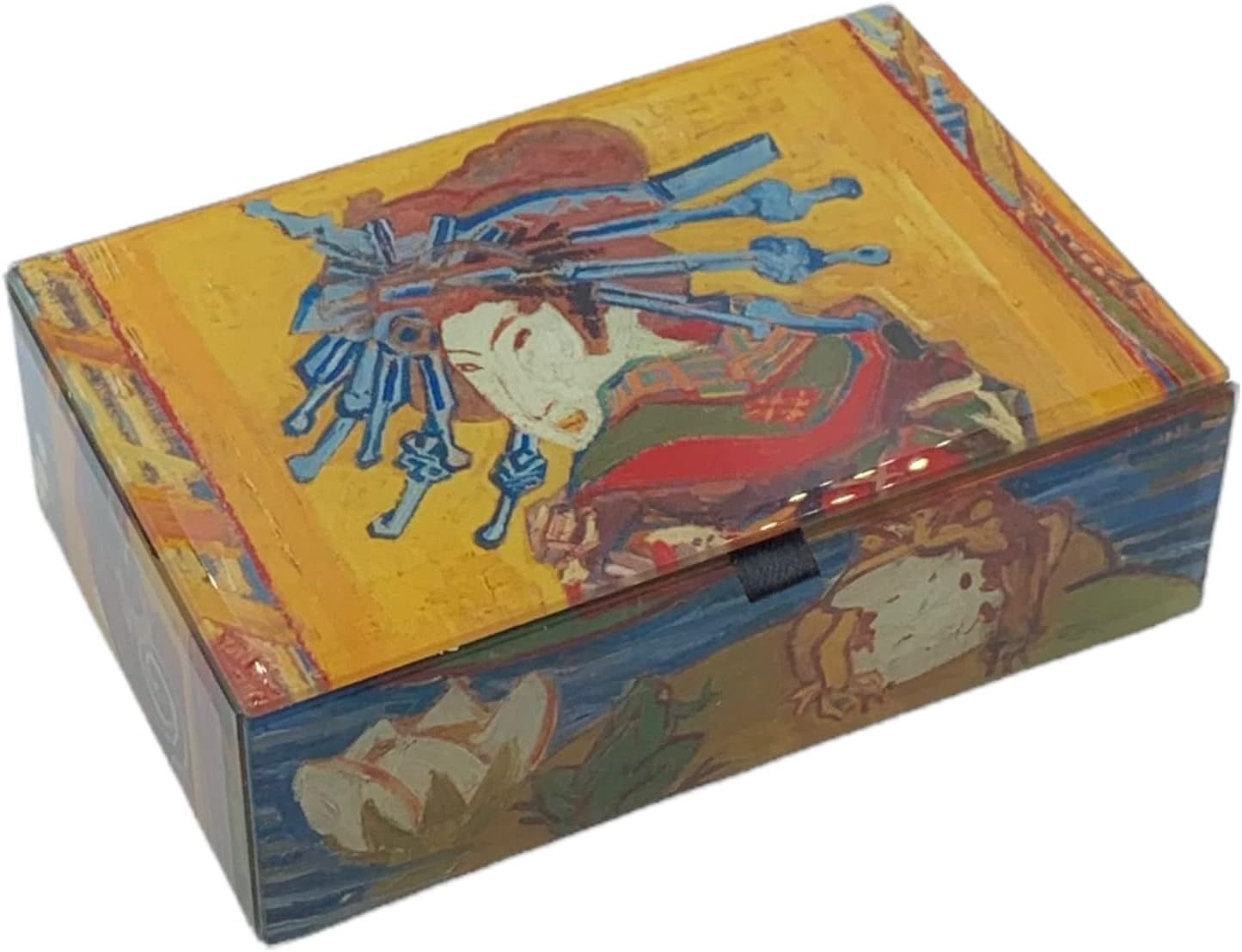 Value Arts Vincent Van Gogh Keepsake Box, Jewelry & Trinkets, Beveled Glass, Lined, Hinged Lid (The Courtesan - Geisha)