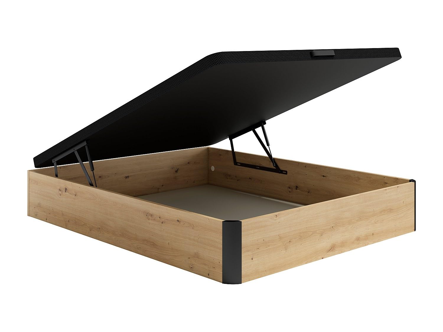 Vente-unique - Sommier Coffre 120 x 200 cm - Naturel Clair et Noir - NAMOSI de YSMÉE