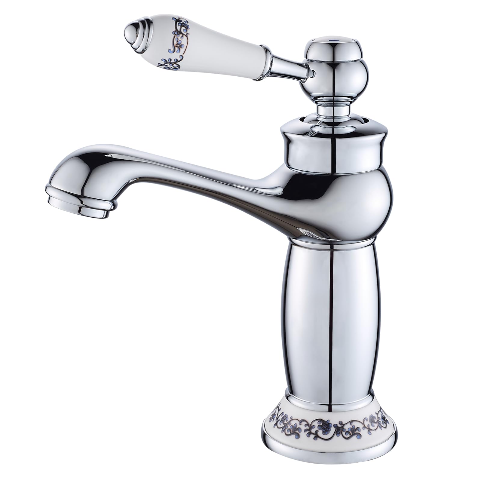 ROVOGO Chrome Vintage Retro Small Basin Mixer Tap for Bathroom with Ceramic Lever Monobloc Bathroom Sink Mixer Tap