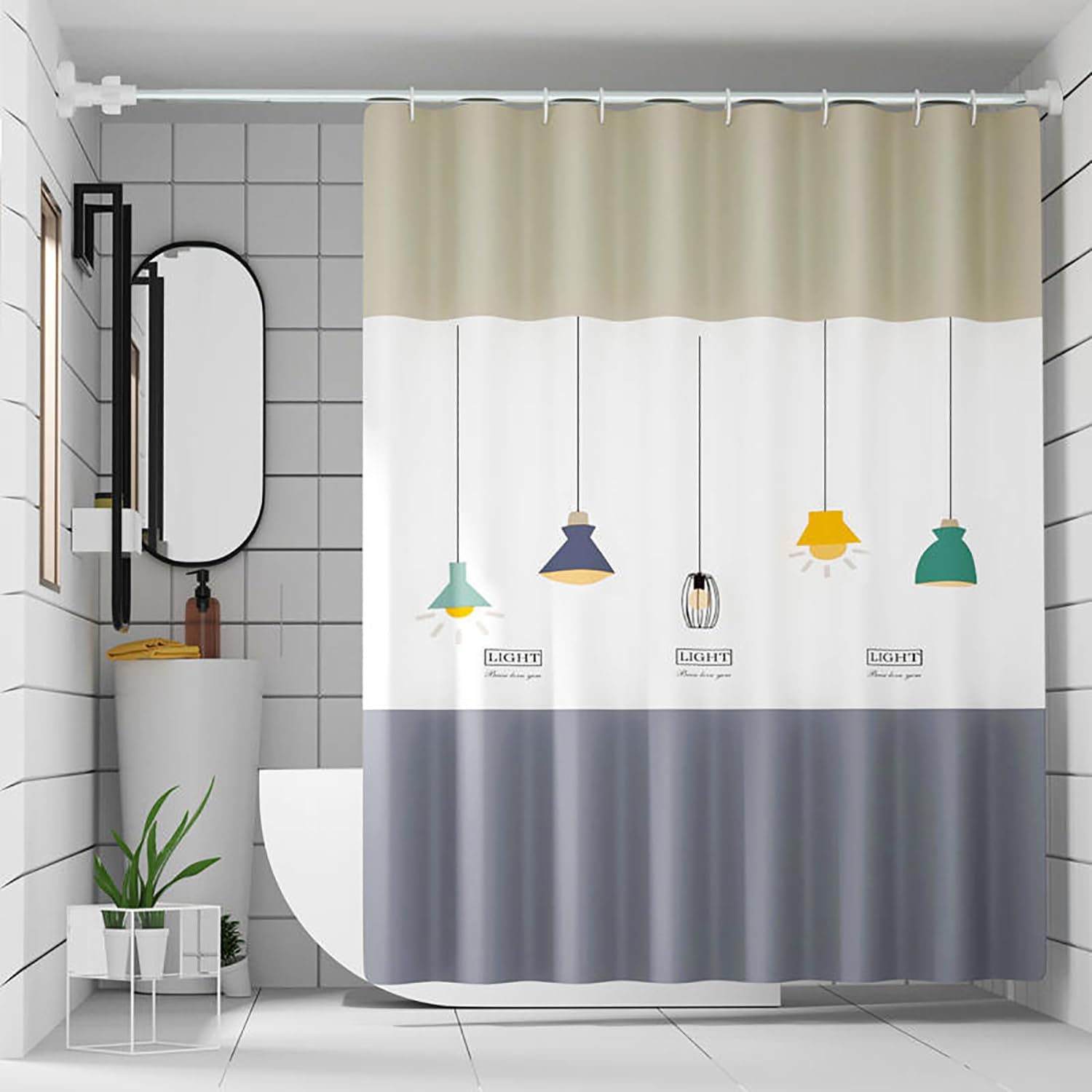 TIKABC Shower Curtain Liner, 4G PEVA Shower Liner, Plastic Waterproof Shower Curtains, with Grommet Holes and 3 Magnetic Weights(White Flower)