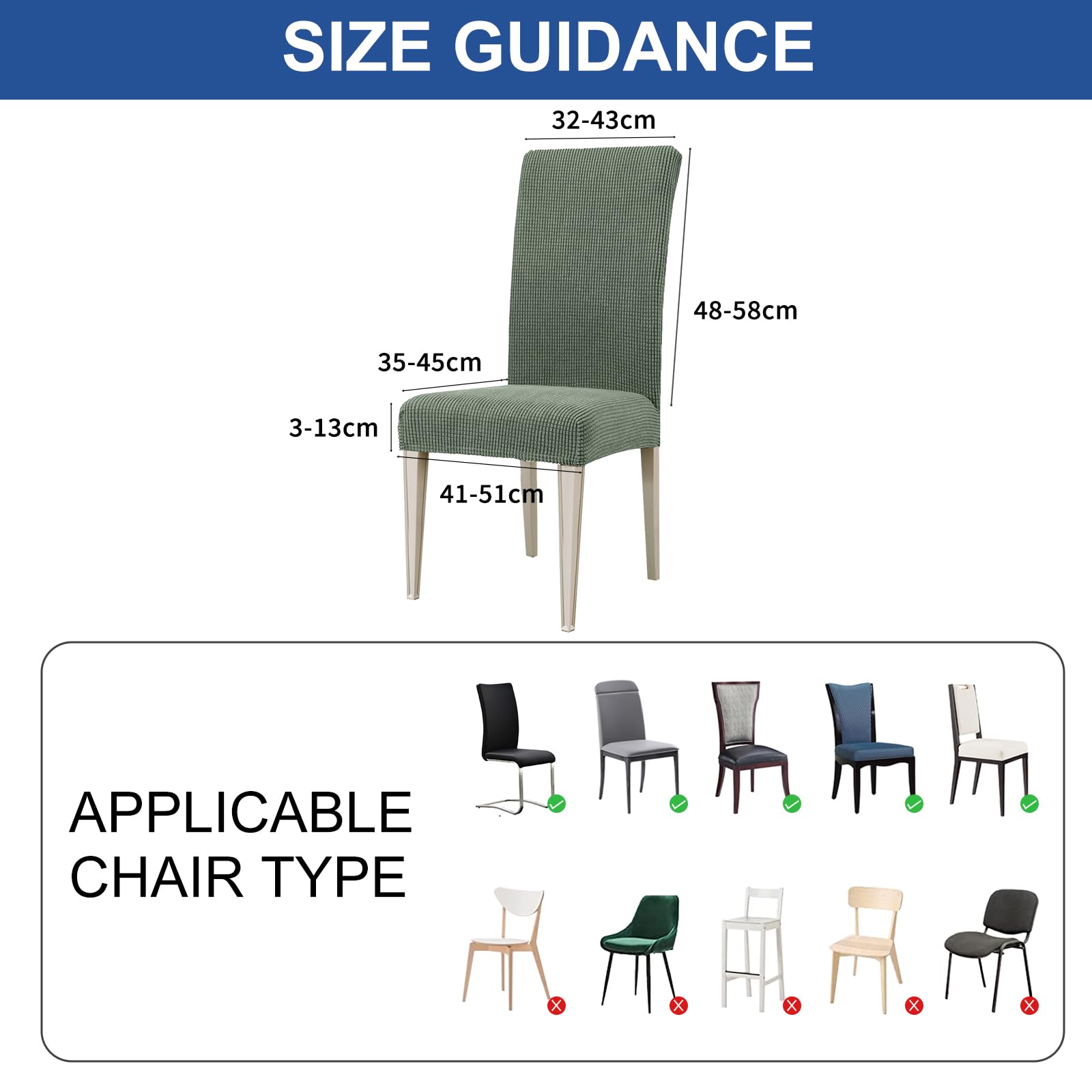 Ystyle Stretch Stuhlhussen 6er Set, Stuhlbezug Elastisch Abnehmbarer Waschbarer, Universal Hussen Für Stühle, Stuhlbezüge Chair Cover Für Hotel Bankett Küche Restaurant Hochzeit Party, Hellgrün