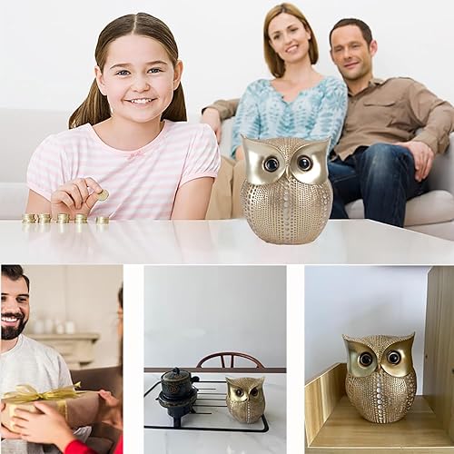 Miniatura 2 de Alcancía para niños, caja de dinero de búho de la sabiduría para ahorrar, bonita caja de monedas de resina kawaii para ahorrar dinero, caja de