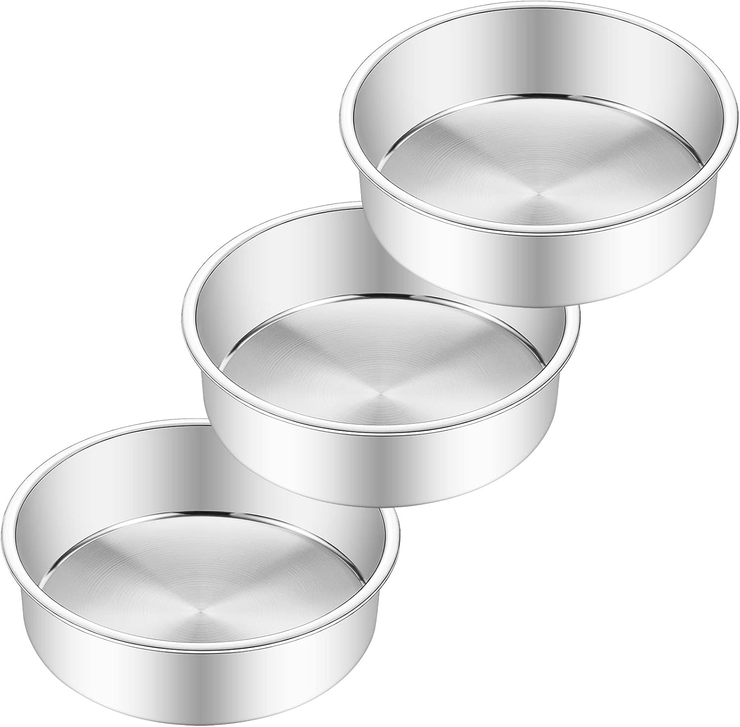 Buy 6 Inch Cake Pan Set Of 3 Deedro Stainless Steel Cake Pans Round Cake Baking Pans For Wedding Birthday Layer Cake One Piece Molding Healthy Durable Mirror Finish Dishwasher Safe