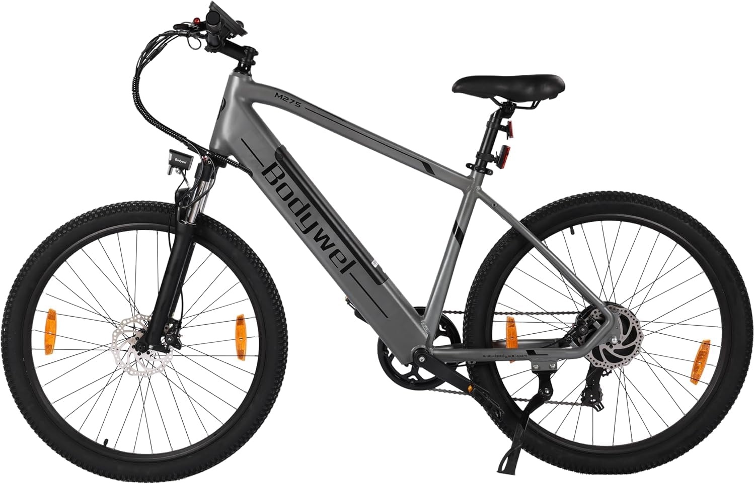 Bodywel M275 Bici Elettrica da Città da 27.5'' con Batteria Rimovibile da 36V 15.6Ah, Display LED, Autonomia Massima di 100km, Freni a Disco, Bicicletta Elettrica da Montagna per Adulti