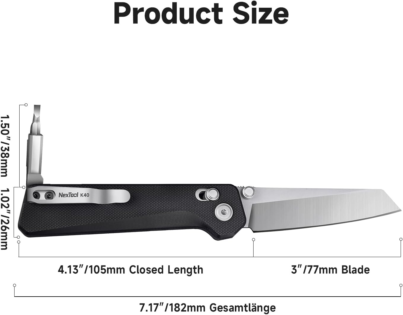 NEXTOOL Knight K40 Folding Pocket Knife,EDC Multitool with 3" 14C28N Steel Blade and G10 Handle,Axis Lock,Bits Adjustable to 90°and 180°,Multi tool knife for Cmping,Hiking,Survival,Gifts for Men