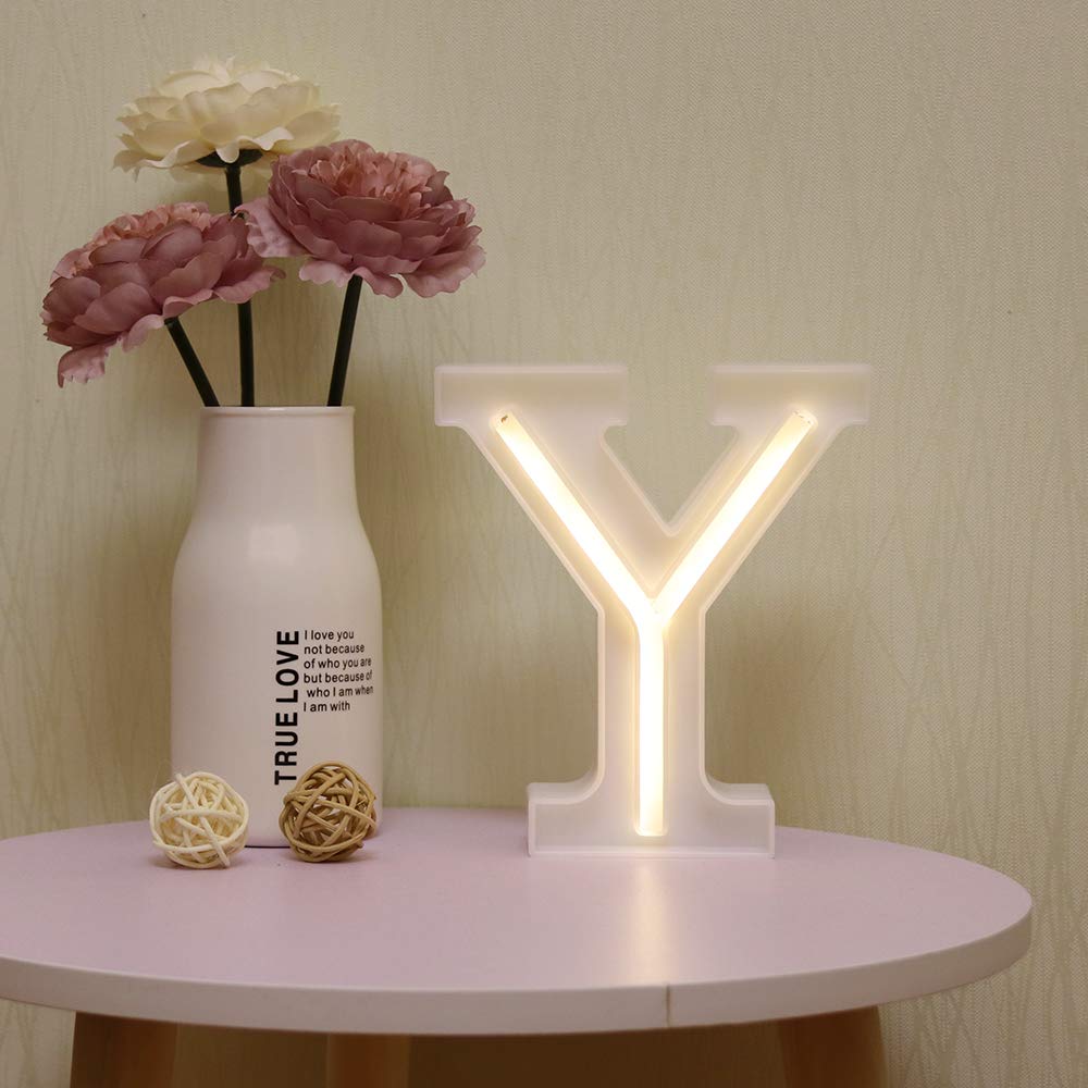 GUOCHENG LED Neon Letter Lights Alphabet Light Up Letter Sign Battery&USB Power Marquee Neon Letter Lights for Christmas Wedding Home Party Decoration Y
