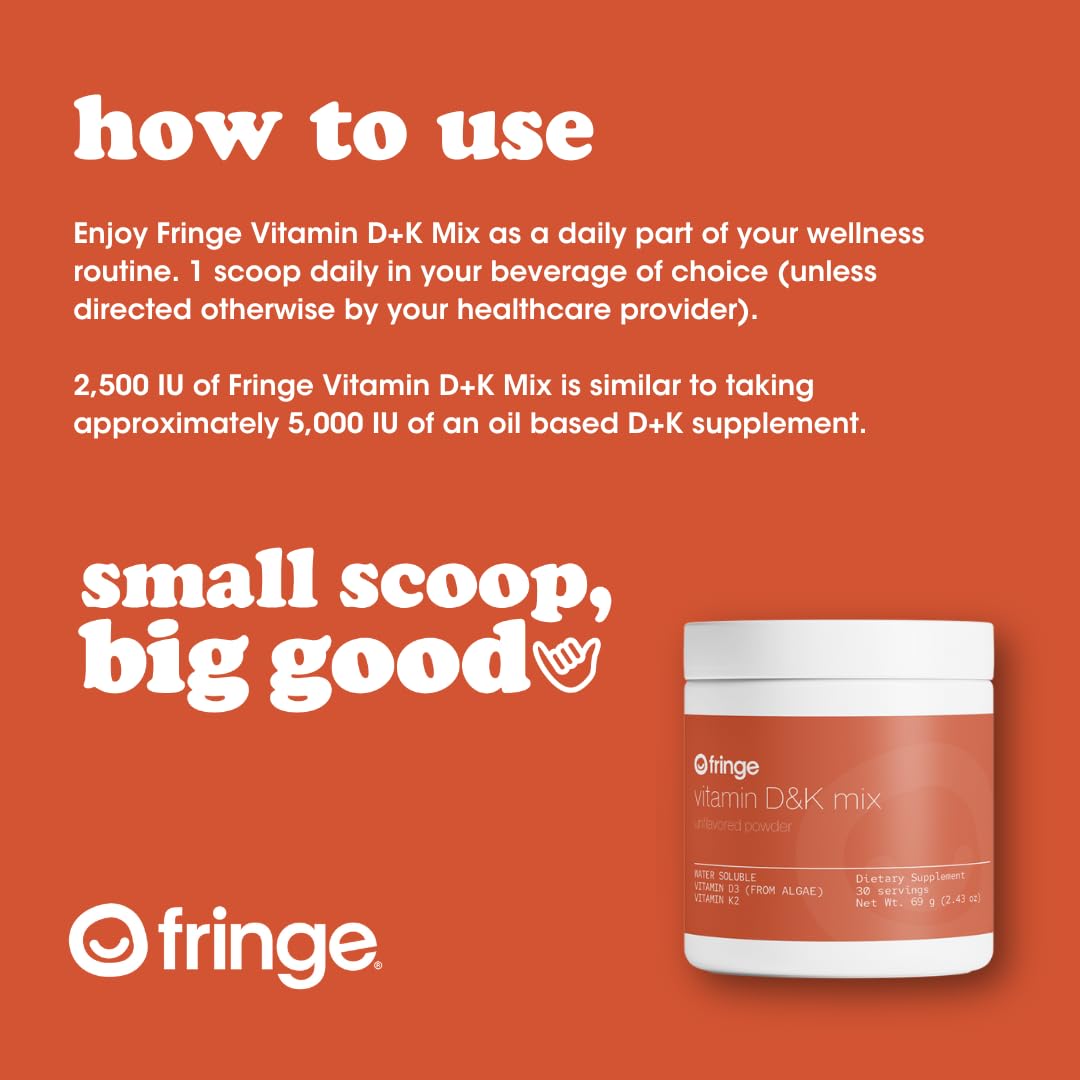 Fringe Vitamin D3 K2 Powder, 2500 IU + 130mcg MK-7 – Vegan, Unflavored — Amazon image 2