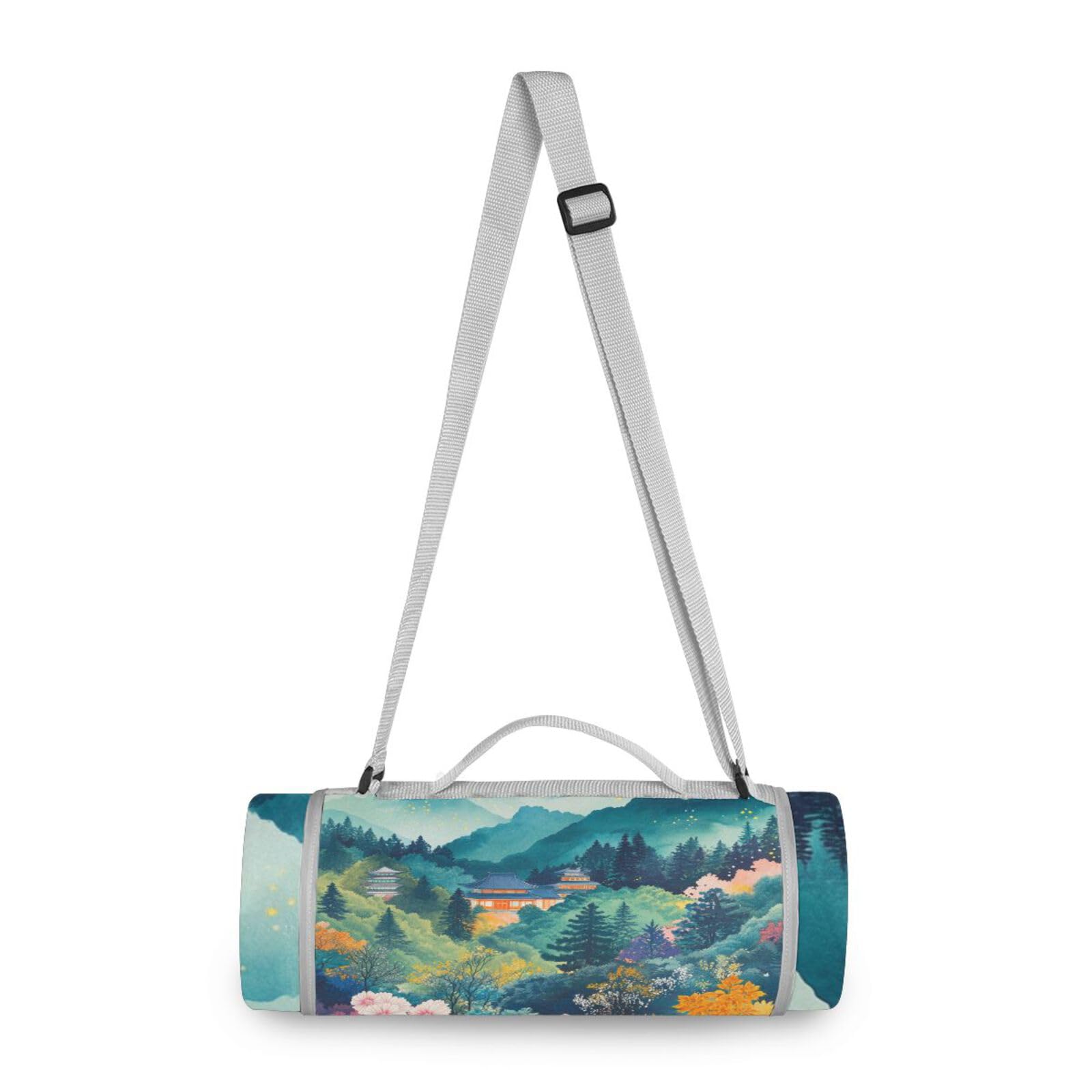 Couverture ronde pliable pour plage et camping en famille