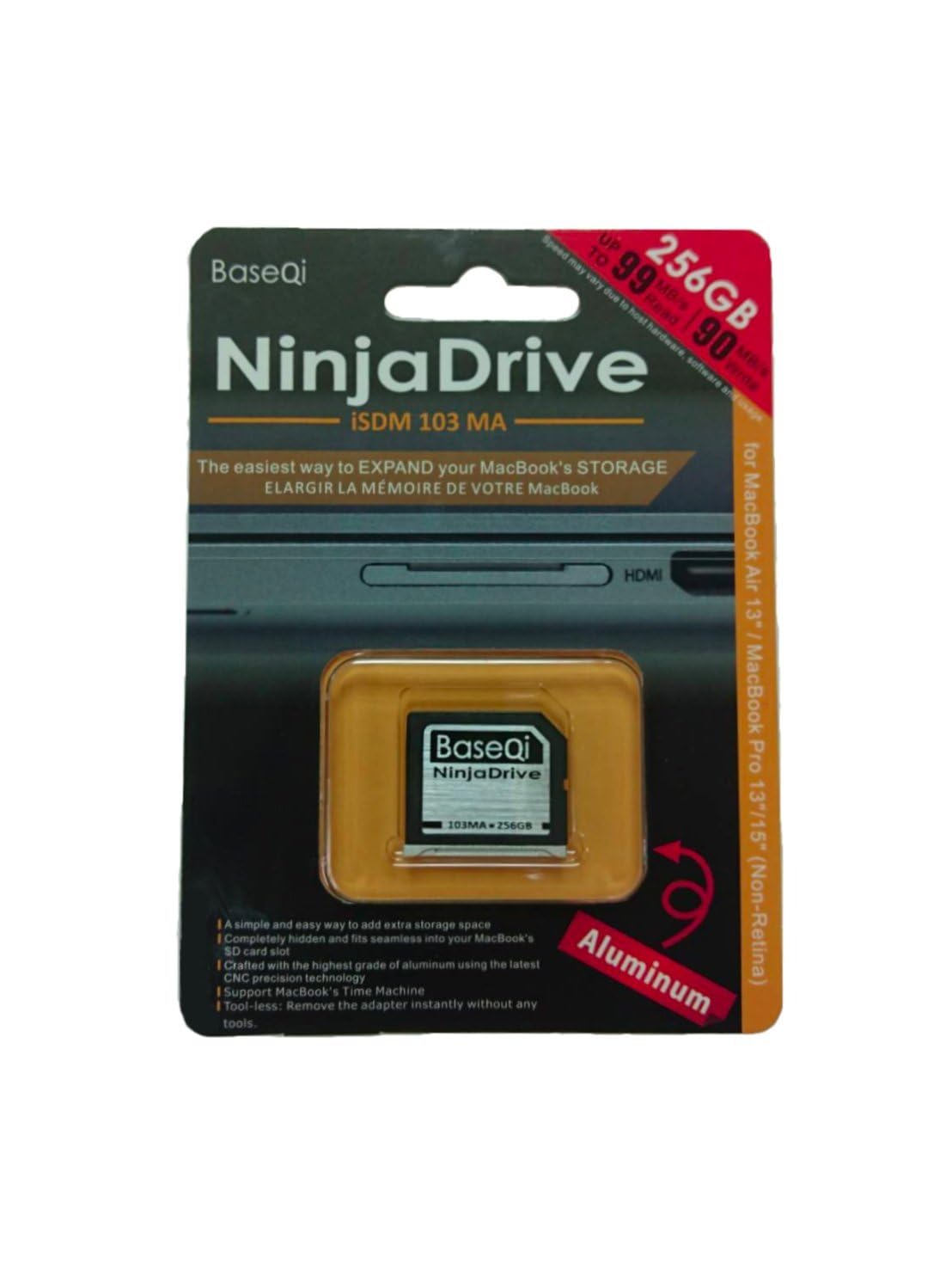 Baseqi Ninjadrive 256GB Scheda Di Espansione Per MacBook Air/Pro (non-retina) – Alluminio, A Filo - 5