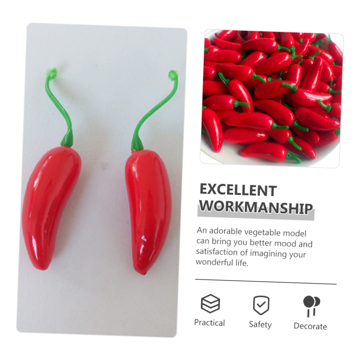MAGICLULU 4 Ensembles Poivre Artificiel Décorations De Piment Chaud Poivrons Petit Simulé Piment Poivre De Simulation Décor De Piment Mousse Rouge 100 * 4