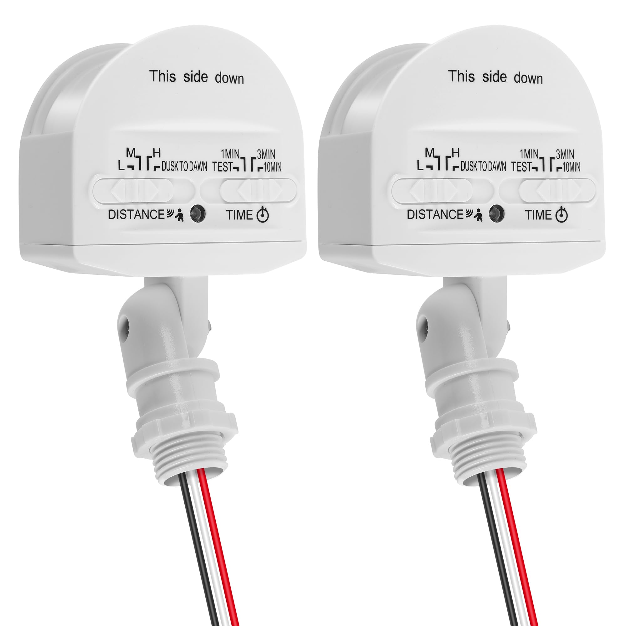 LUTEC Paquete de 2 sensores de movimiento, detector de movimiento de repuesto de 180 grados para luces exteriores, rango de detección de hasta 69 pies, sensor de movimiento PIR de 3 modos para
