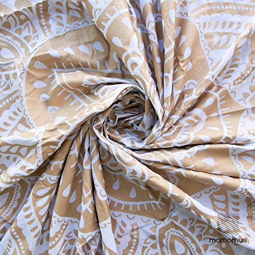 MOMOMUS Wandteppich Mandala - Golden - 100% Baumwolle, Aesthetic, Mehrzweck (Weißgold E, 210x230 cm) – Bild 5