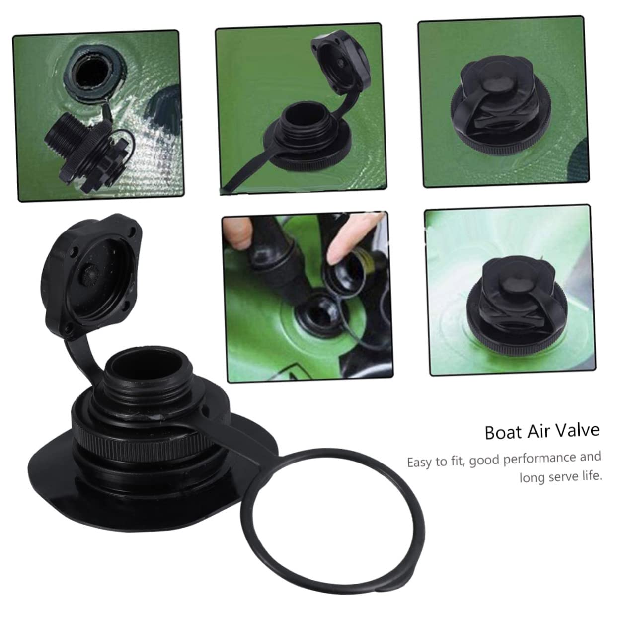 YARNOW Ugello del Gas di Boston Adattatori Adattatore Valvola Gonfiabile Trainabile Pompa Portatile Kayak Gonfiabile Gommone Auto Palloncino Kayak Gonfiabili Kit Barca Torrente Black PVC
