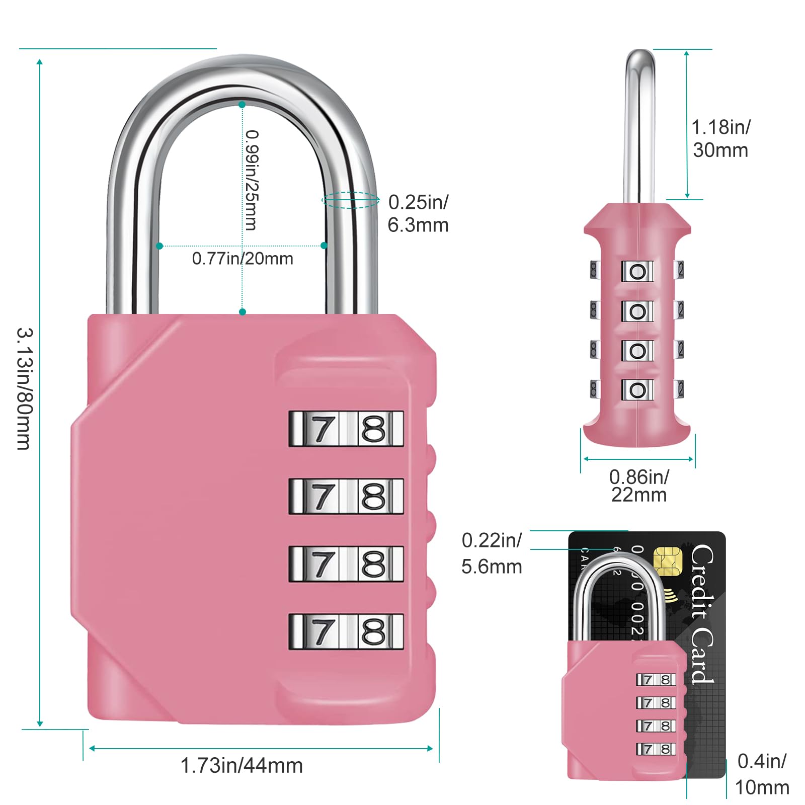 ZHEGE Pink Combination Lock - Keyless Security -4
