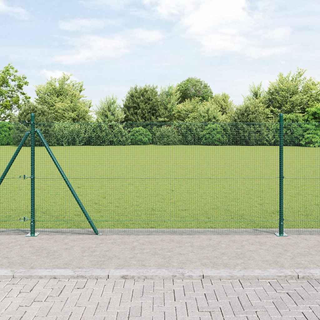 vidaXL Poste de Valla Verde, Jardín y terraza, Moderno Cerco de Acero, Resistente al Sol, Postes duraderos para marcar límites