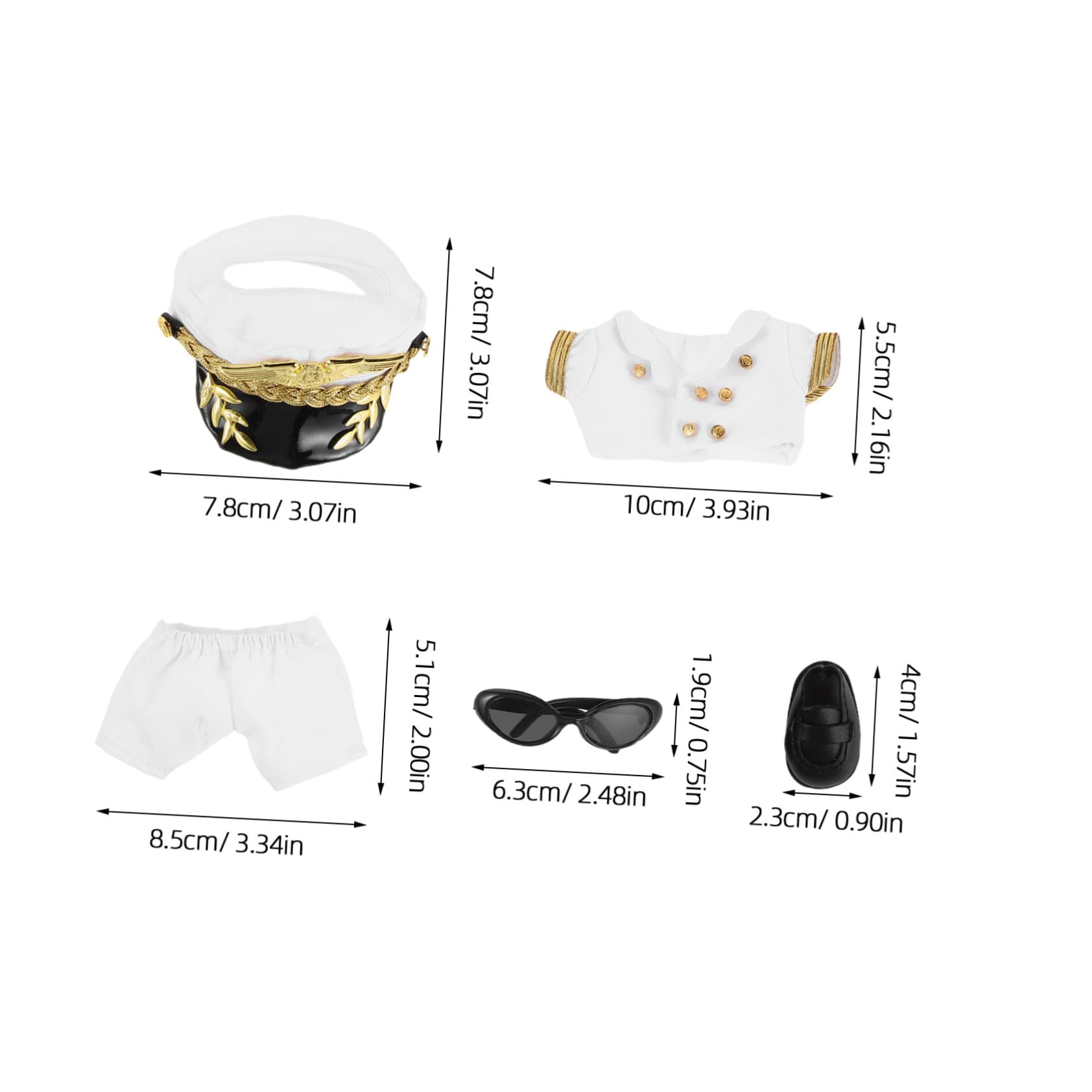 Uniforme de Capitán para Muñeco de Peluche Ropa de Piloto Reemplazable Accesorios Decorativos para Juguetes de Peluche Ropa Utilizable para Muñecos Pequeños Avión