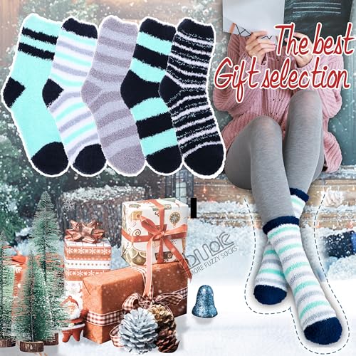 Image of EBMORE Fuzzy Socks Warm Winter Slipper Fluffy Sleep Cozy Comfy Cabin Socks for Mens Womens