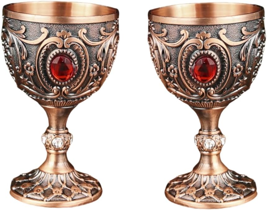 Vintage Large Chalice 100ml/3.4oz Silver Goblet – Embossed Zinc Alloy Wine Cup for Halloween, Party, Gifts, Decorative Display, Medieval, Collectibles & Home Decor (Silver)