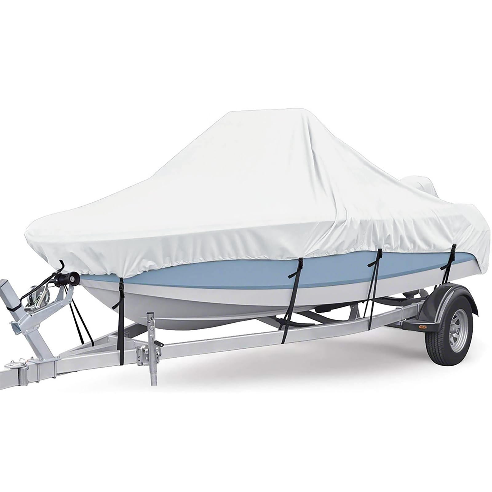 Boat Cover, All-Weather Mooring and Trailering Boat Cover for V-Hull Runabouts Outboards and I/O Bass Boats, Fits up to 14-16ft Long and 96in Wide(Silver), 0OY023SIX24WGUV0DLA8Y17Z