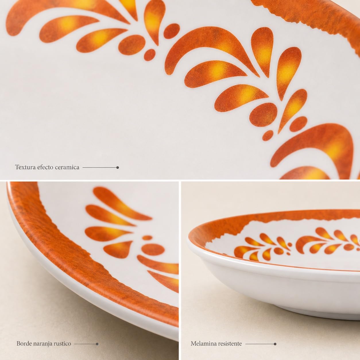 Bowl ensaladera de melamina pack de 2, cuencos ligeros 25 x 25 x 5 cm para ensaladas, aperitivos y mesa diaria