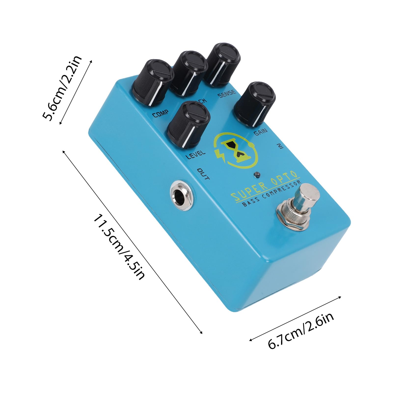 Luocute Pedale Compressore per Basso, Pedale Effetti di Compressione Ottica Analogica True Bypass per Basso Elettrico, Effetti Overdrive di Distorsione per Chitarra con Controlli