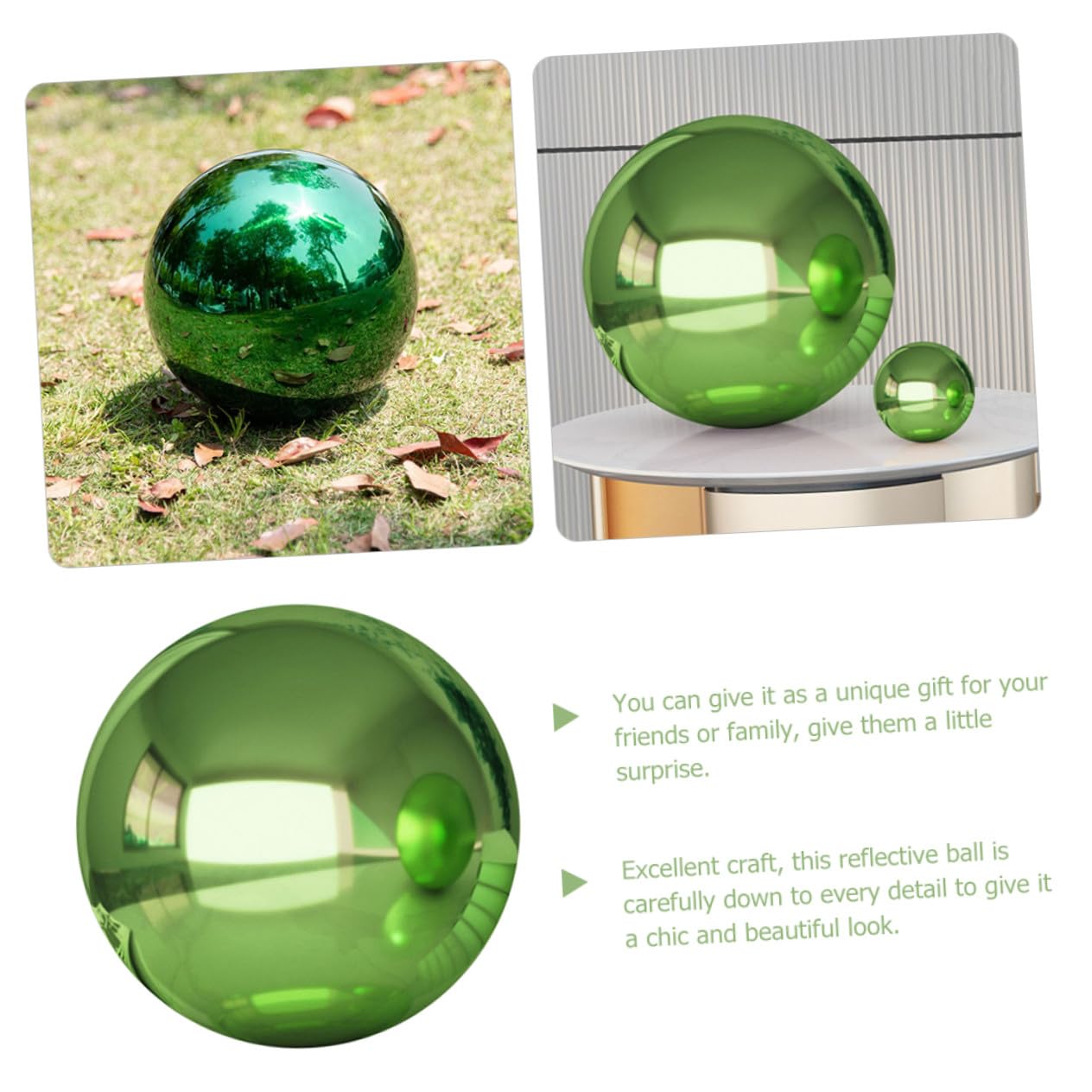 GALPADA Sfera Specchiata in Acciaio Inossidabile Verde Lucido Decorativa per Giardino Riflesso Brillante e Forma Sferica come Ornamento Esterno