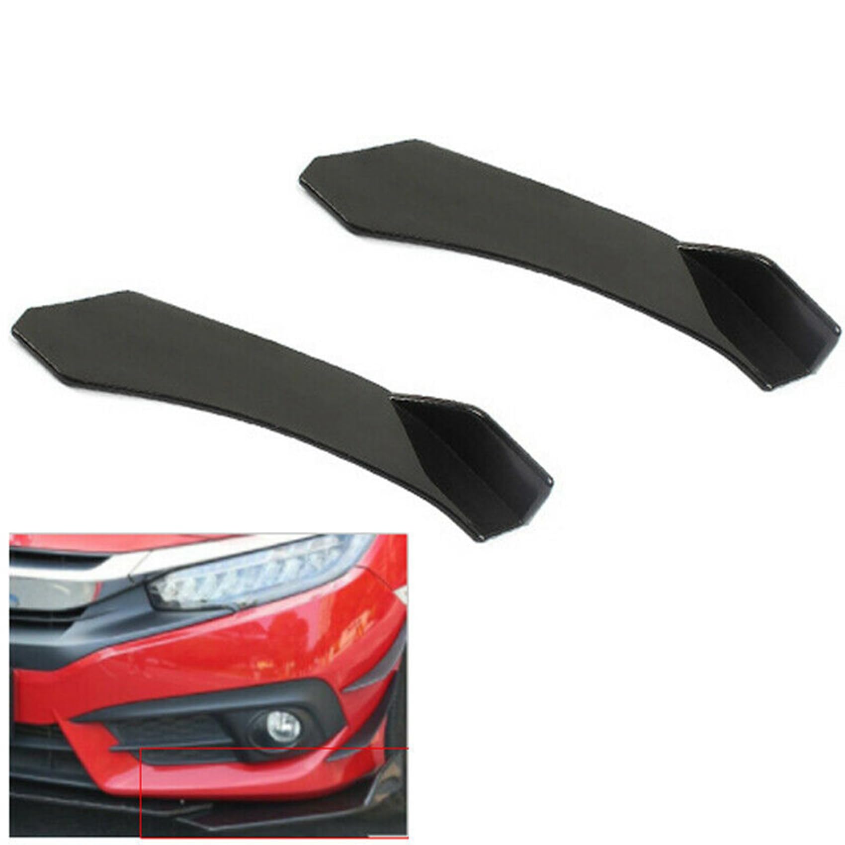 2 Piezas Parachoques Delantero Universal de la Pala del Coche Spoiler ABS con Divisor de Labios Negro