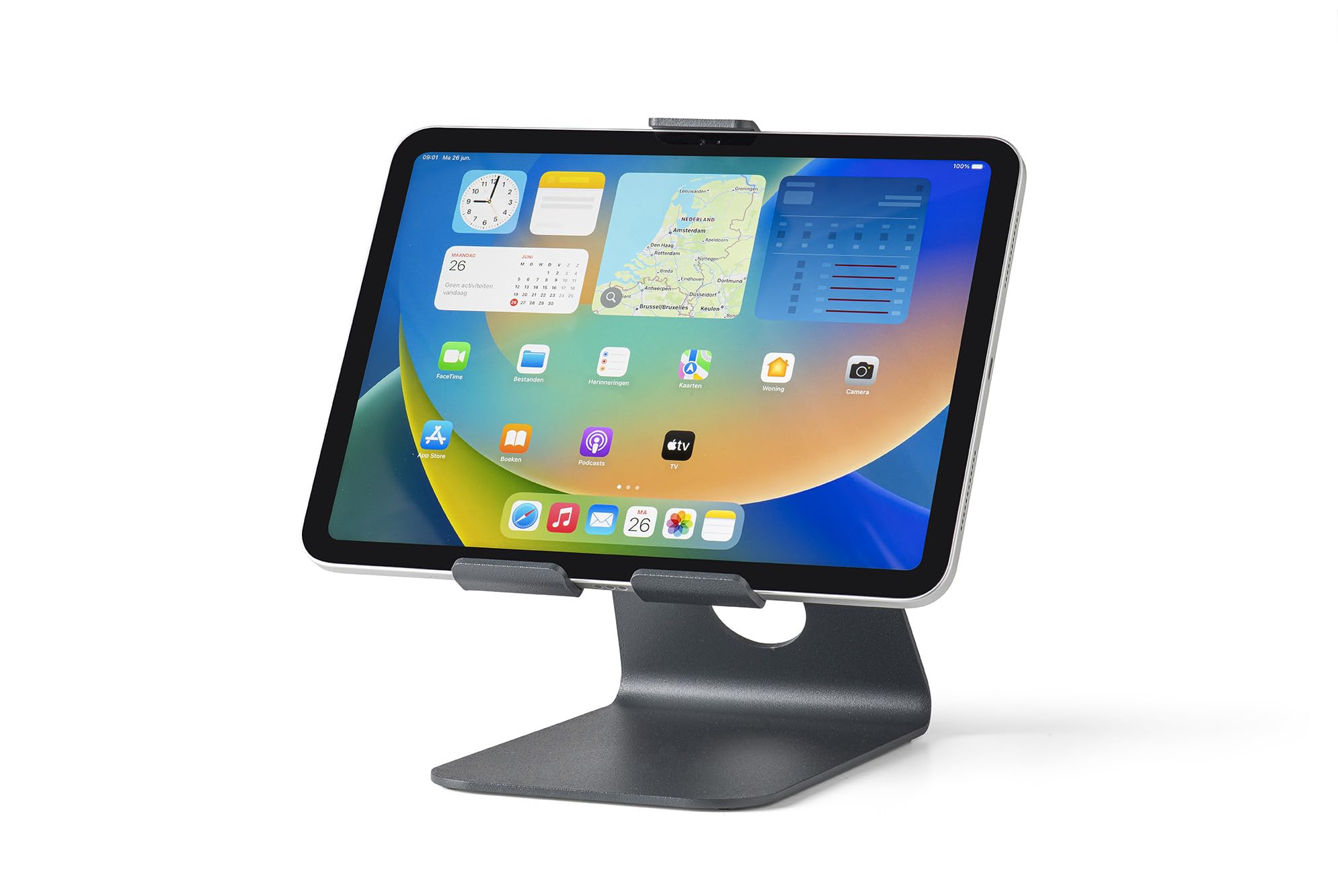 Supporto per Tablet da Scrivania Supporto Universale per iPad & Tablet da 8–13 Pollici – Stand in Metallo Robusto per Ufficio, Cucina & Smart Working – Nero