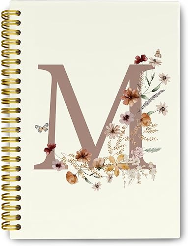 Miniatura 18 de Cuadernos de Anotaciones Personalizados con Inicial Floral S, Cuadernos de Espiral de Tapa Dura Vintage para Niñas para la Escuela, Regalos