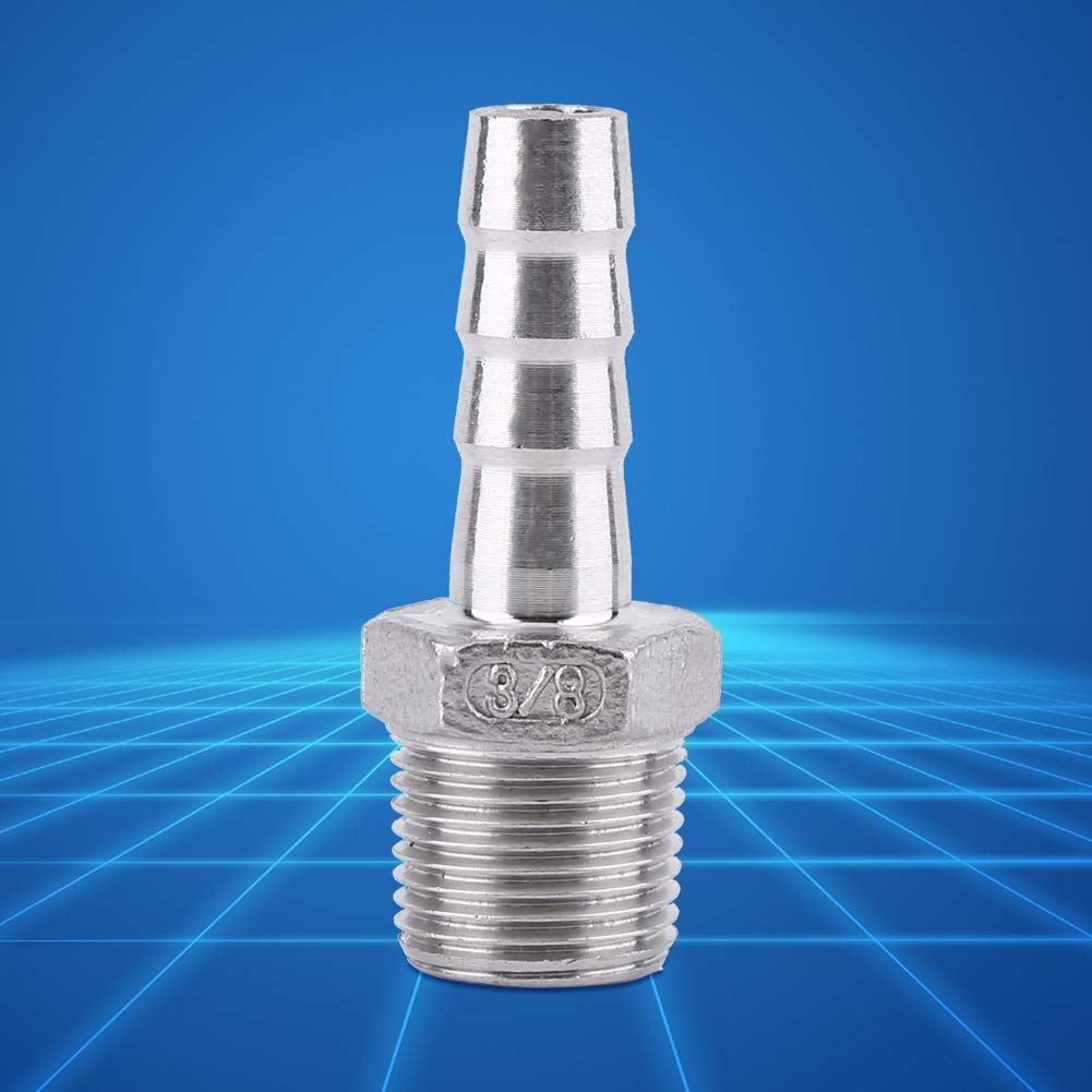 Raccordo Per Tubo A Coda Di Topo In Acciaio Inox SS304 - Connettore Filettato Maschio BSPT 55° - Misure 1/8~3/4 (3/8" X 12mm) - Ideale Per Idraulica
