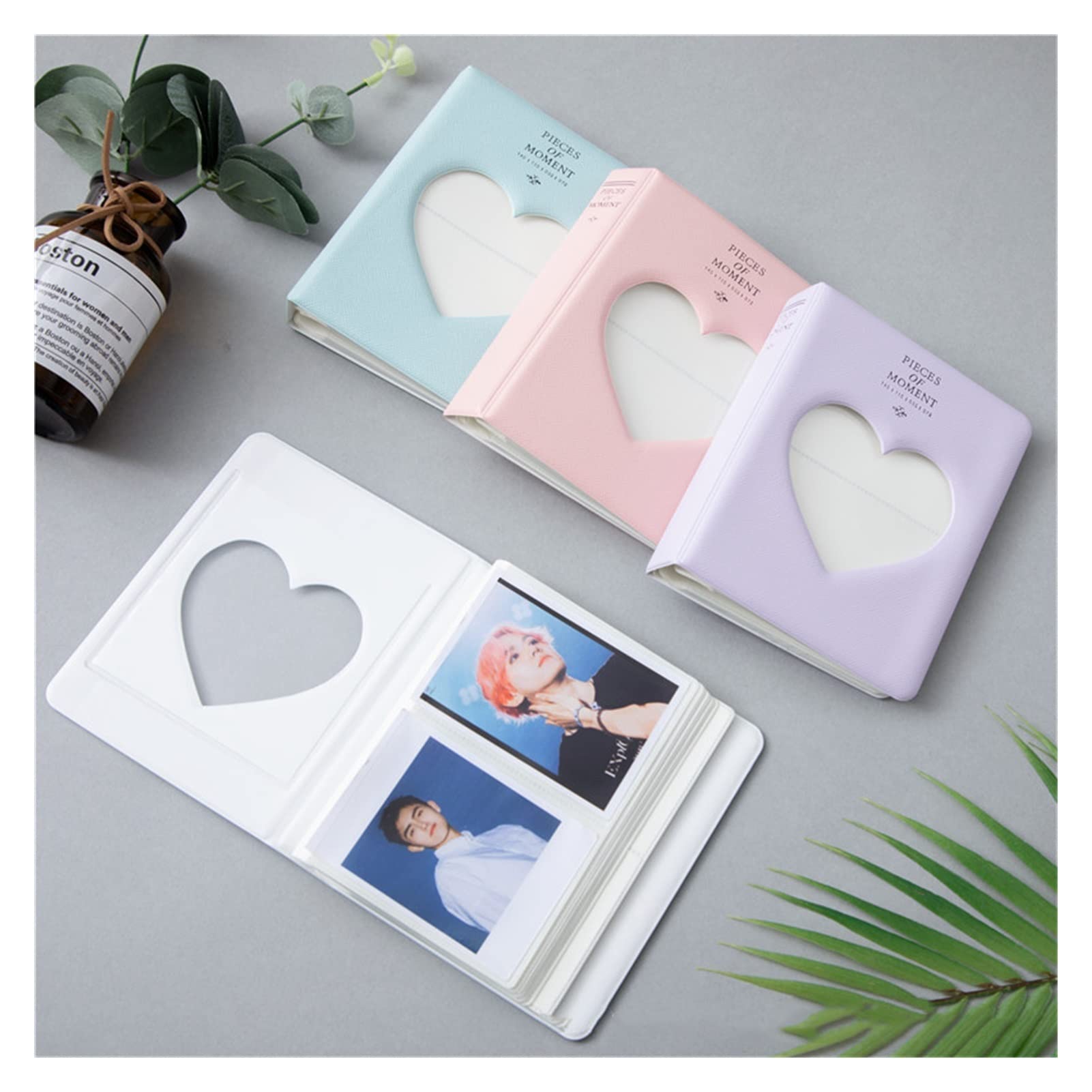 Album fotograficzny "zrób to sam". Mini album na zdjęcia z kartami 3 cale 64 album kieszonkowy, miłosny, bilet, gwiazda, kolekcja zdjęć, album fotograficzny (kolor: miętowa zieleń)
