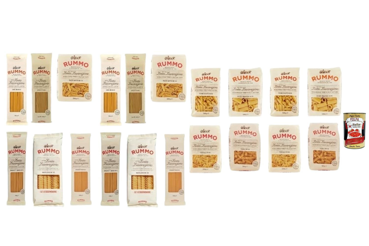 Italian Gourmet Pasta Set 20×500g – Auswahl Italienische Hartweizen Pasta (Spaghetti, Penne, Fusilli, Mista u.a.) Vorratspack für Familie & Gastronomie + Italian Gourmet Polpa