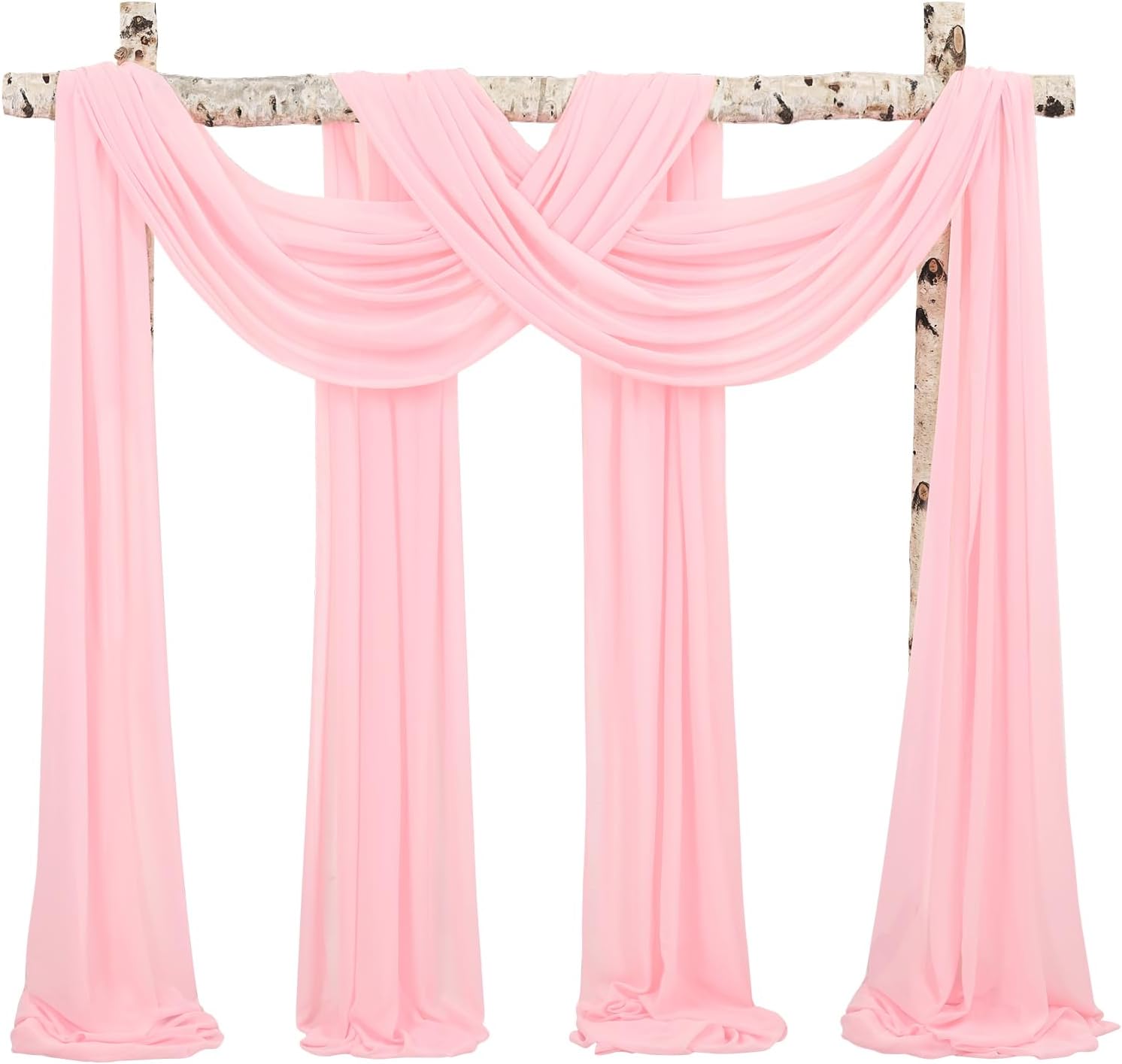 Wedding Arch Draping Fabric,4 Panels 28" x20ft Pink Wedding Arch Drapes for Ceremony Chiffon Fabric Drapes Arbor Drapery Wedding Arch Decorations for Reception Sheer Backdrop Curtains for Party Swag Pink 28"W x 240"L (Pack of 4)