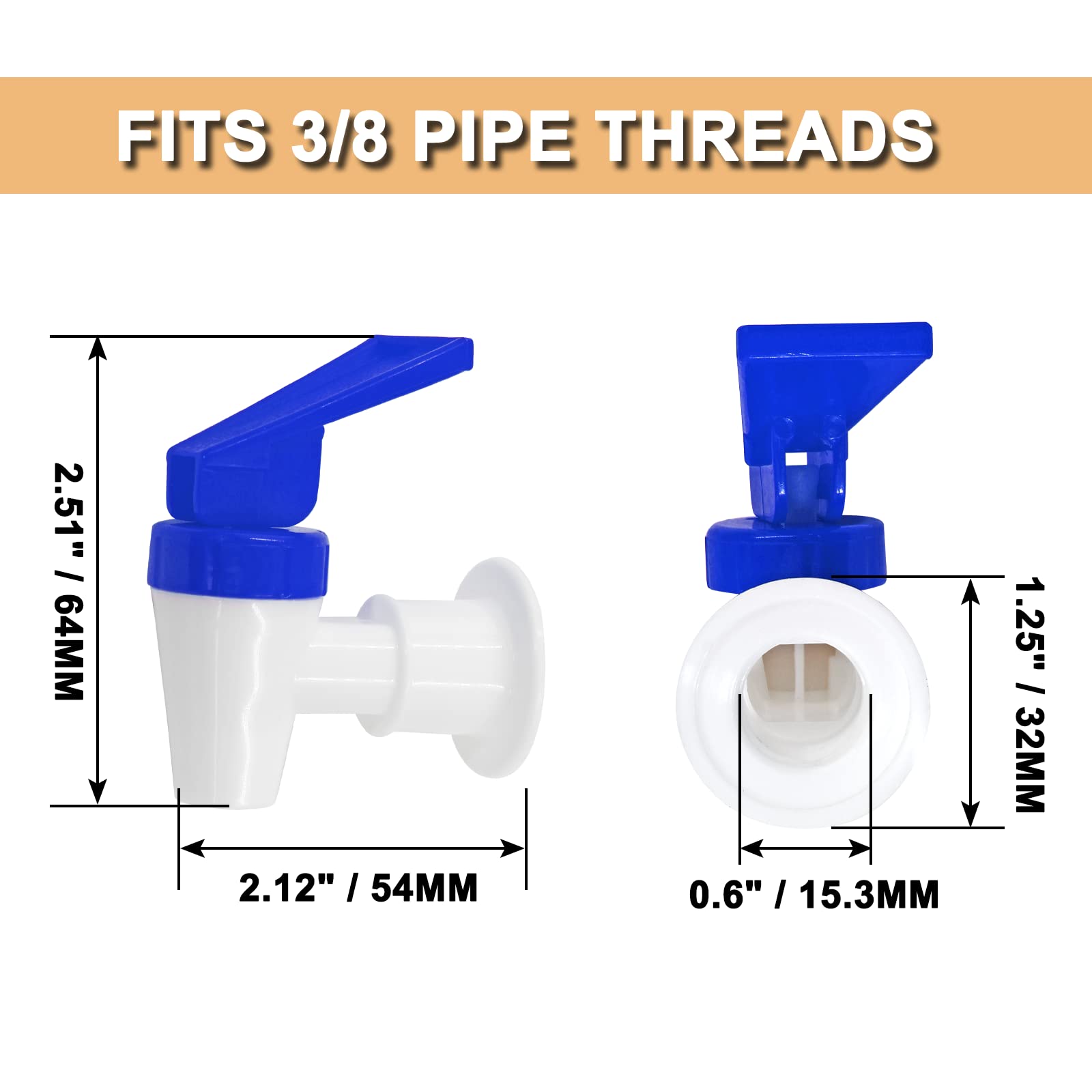 Snapklik.com : 2Pcs Replacement Cooler Faucet, 2 Blue Internal Thread ...