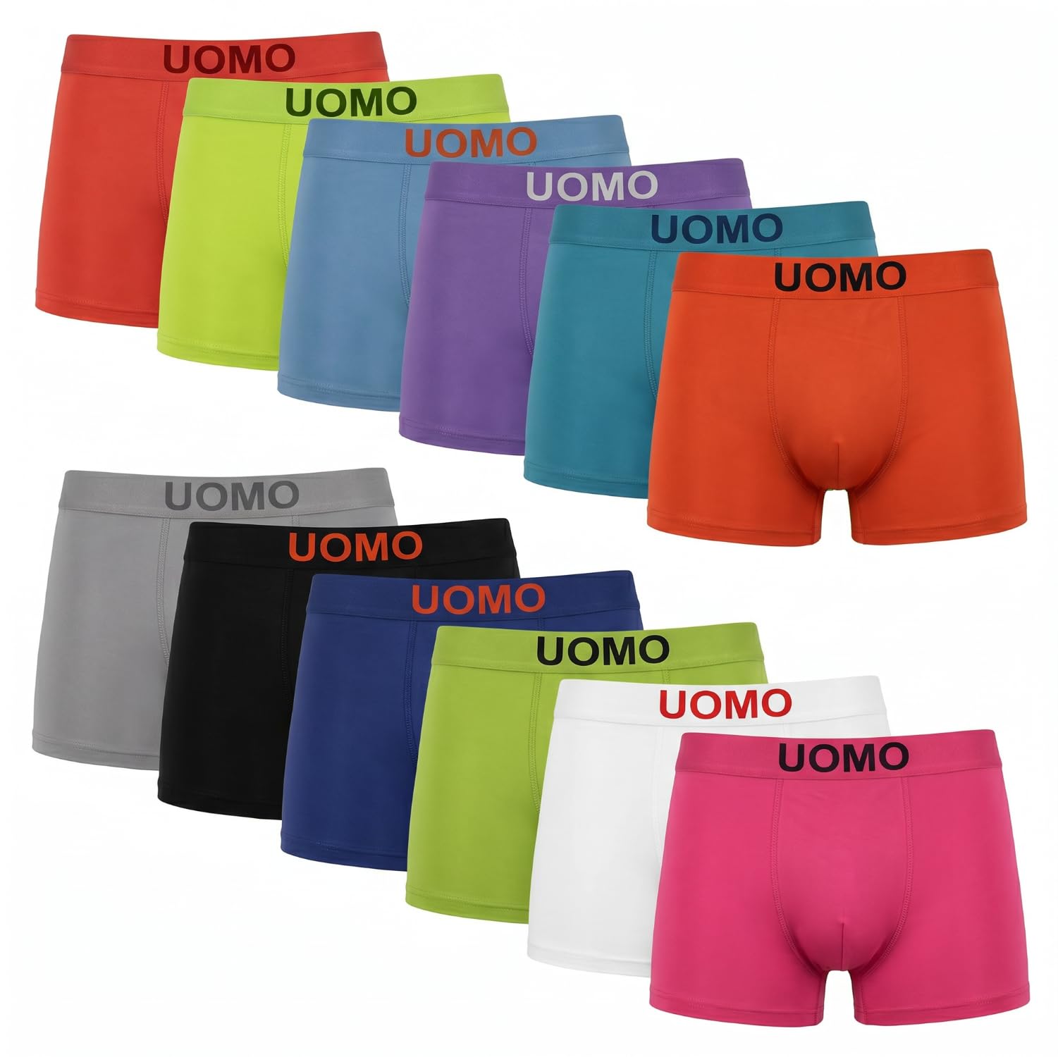 SaoTi 12 Boxer da uomo in microfibra senza cuciture, morbidi e confortevoli, colorati alla moda.